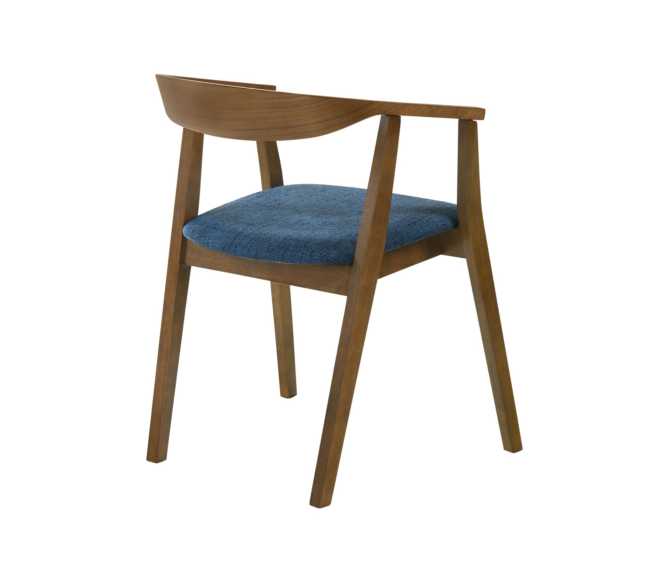 Santana Wood Dining Chair in Walnut Finish with Blue Fabric - Set of 2