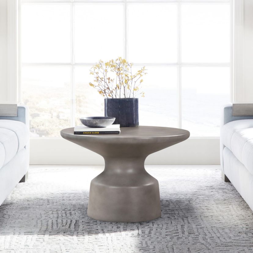 Sephie Round Pedestal Coffee Table in Gray Concrete