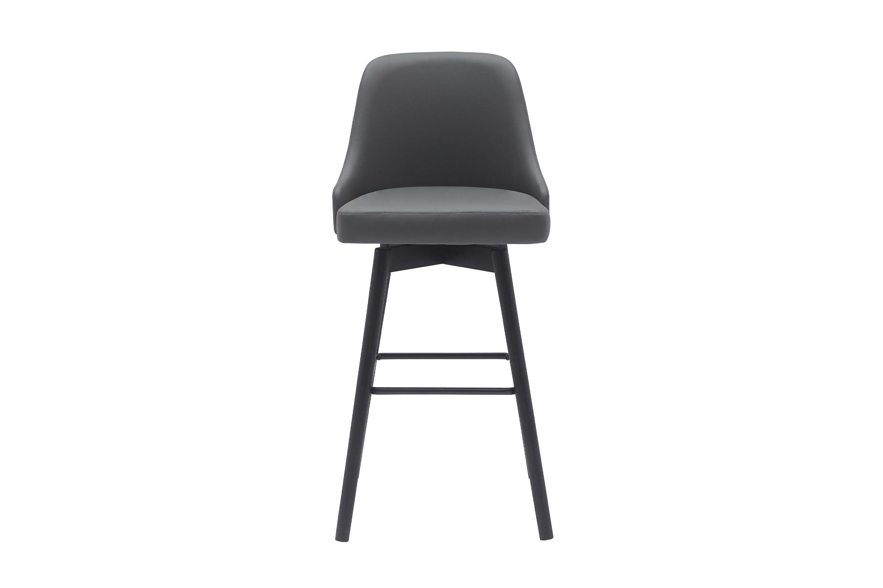 Sicily 30" Swivel Black Wood Bar Stool in Gray Faux Leather