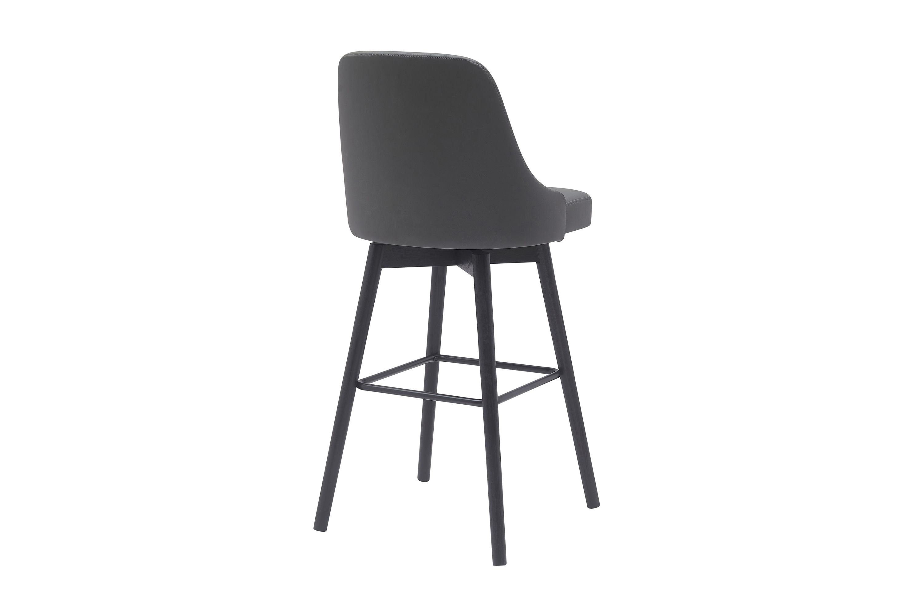 Sicily 30" Swivel Black Wood Bar Stool in Gray Faux Leather