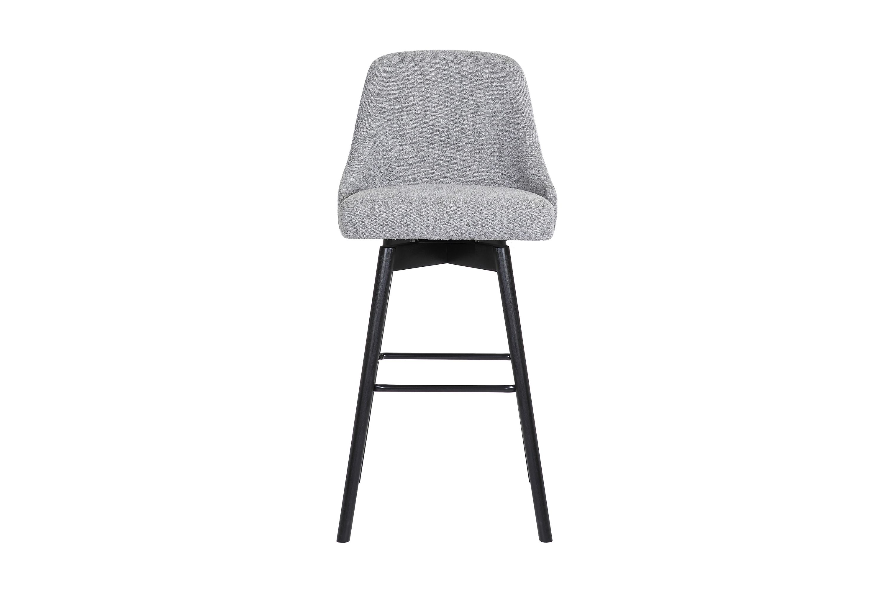 Sicily 26" Swivel Black Wood Counter Stool in Light Gray Fabric
