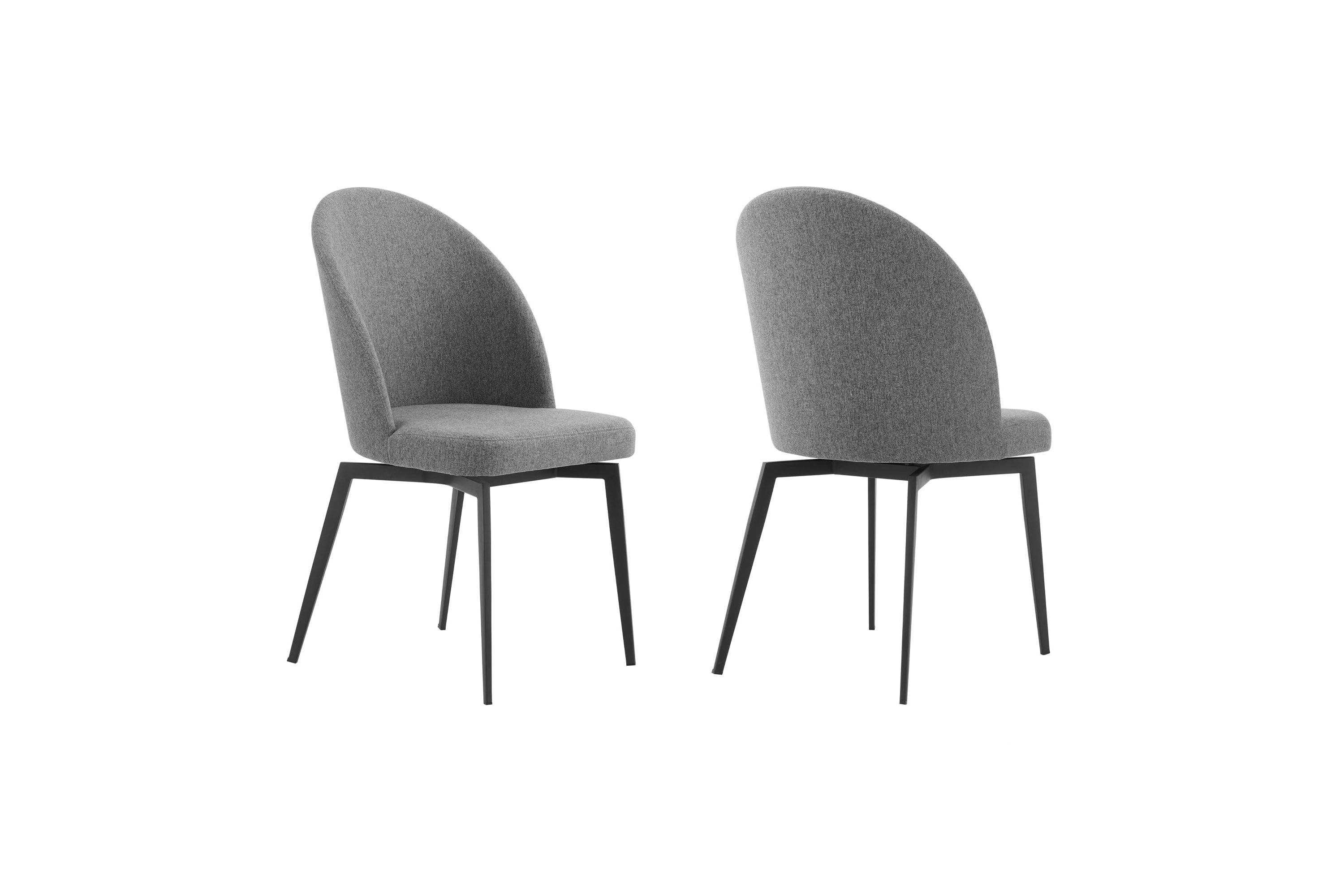 Sunny Swivel Gray Fabric and Metal Dining Room Chairs - Set of 2
