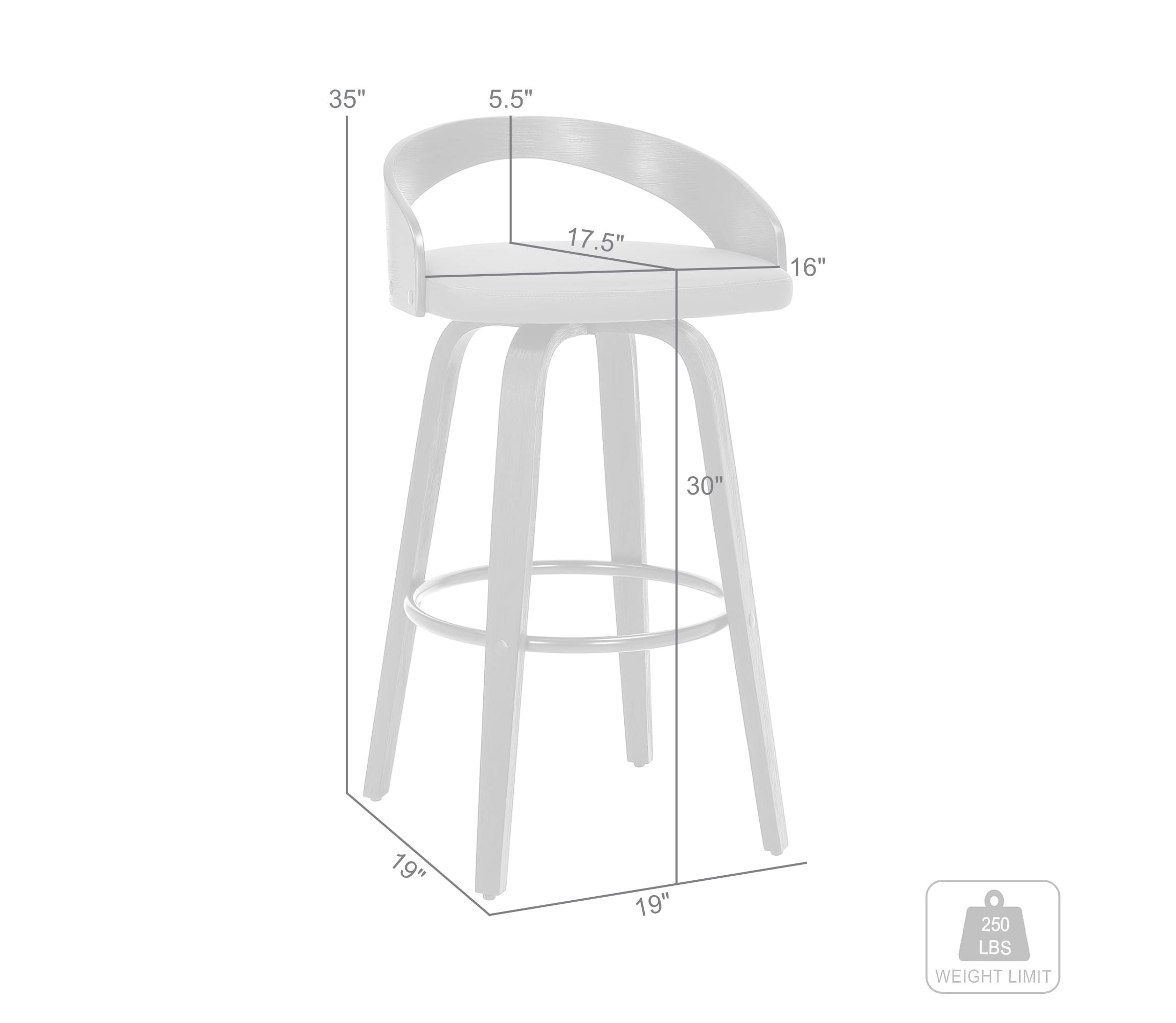Sonia 30" Bar Height Swivel Brown Faux Leather and Walnut Wood Bar Stool