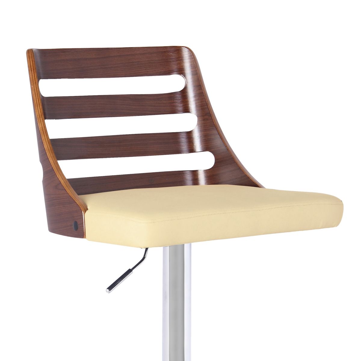 Storm Barstool in Chrome finish with Walnut wood and Cream Faux Leather