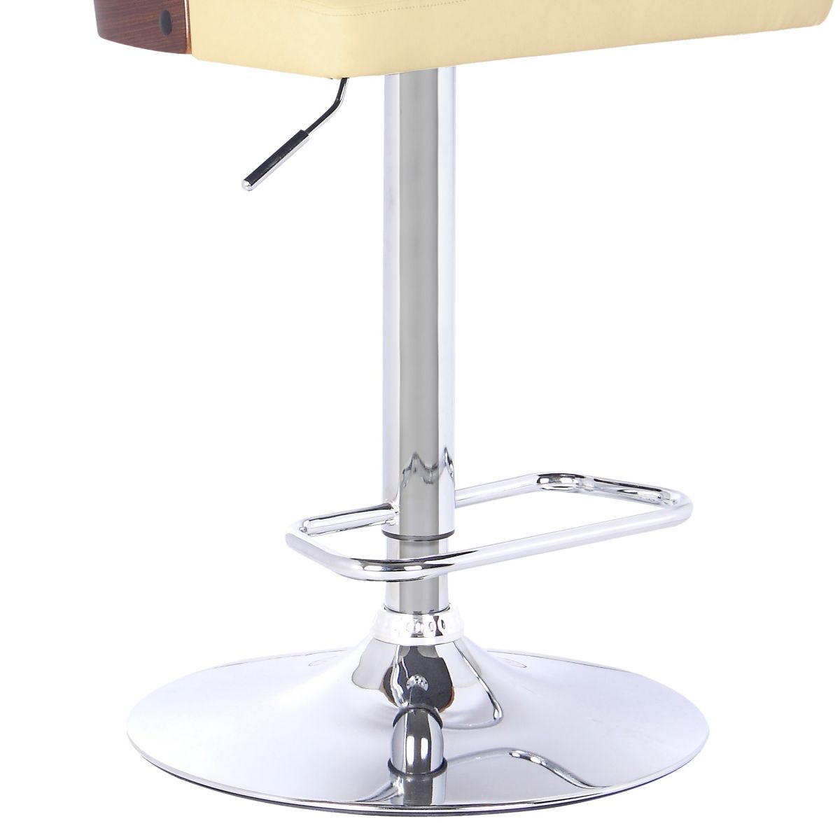 Storm Barstool in Chrome finish with Walnut wood and Cream Faux Leather