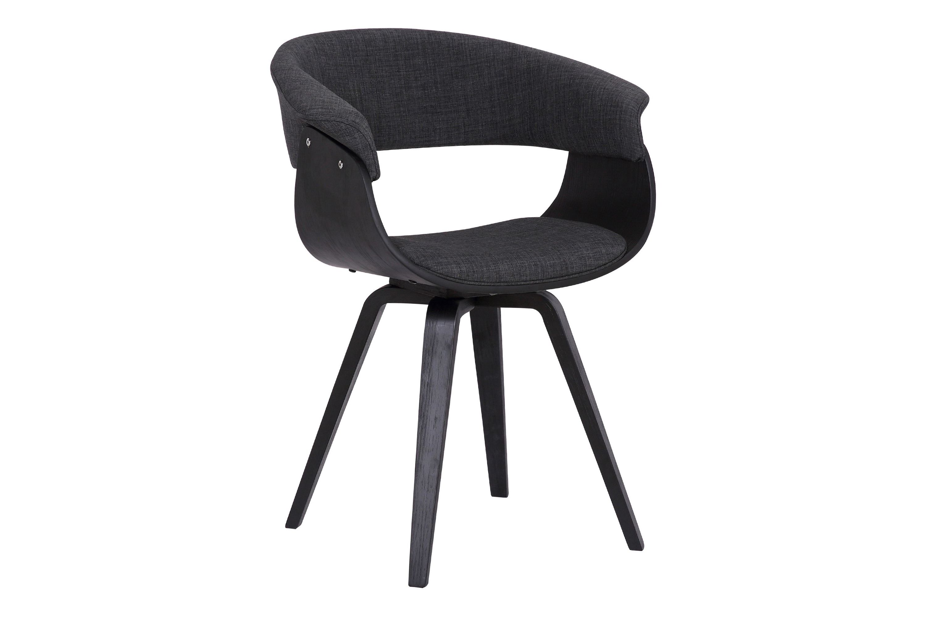 Summer Contemporary Dining Chair in Black Brush Wood Finish and Charcoal Fabric