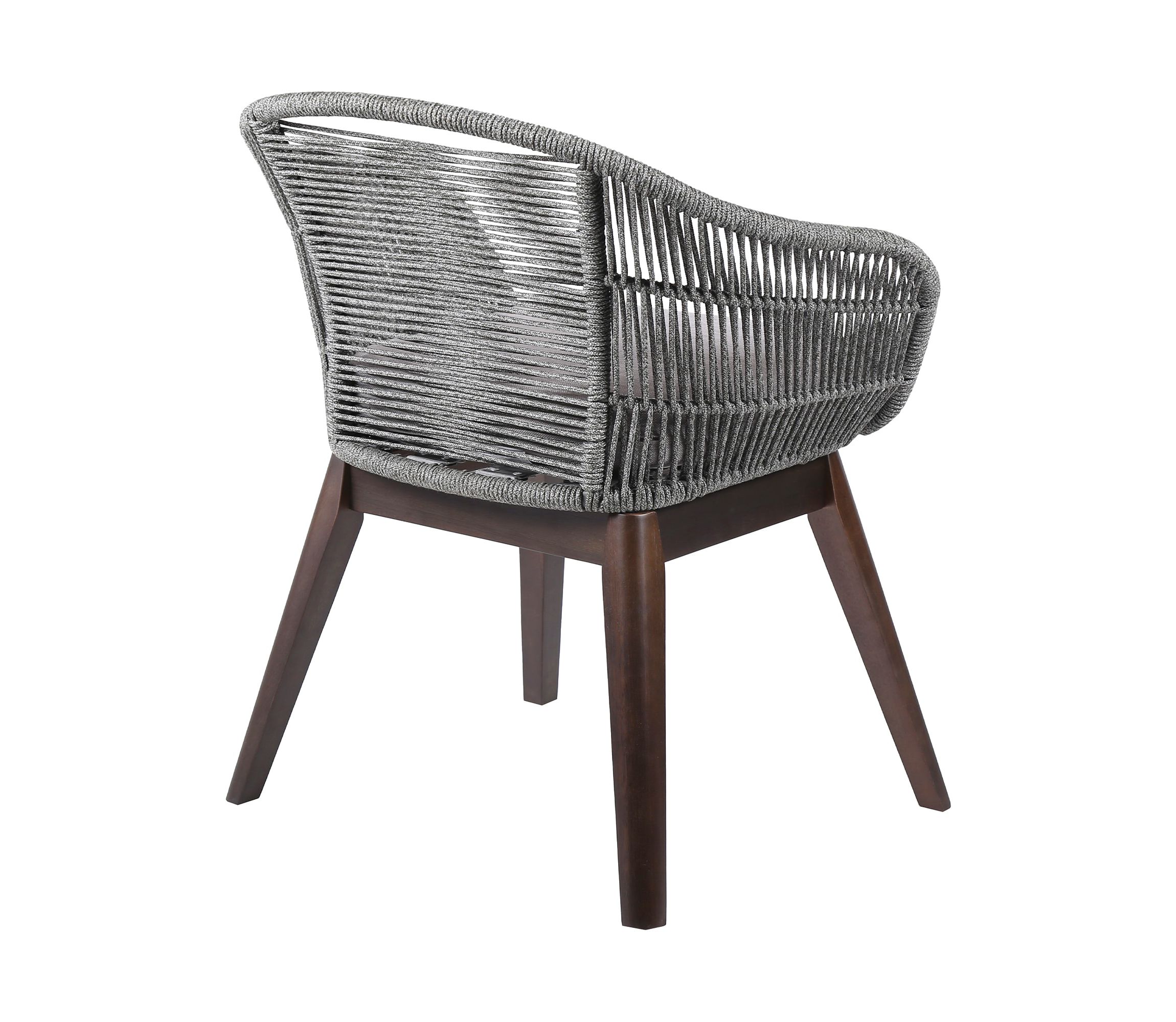 Tutti Frutti Indoor Outdoor Dining Chair in Dark Eucalyptus Wood with Gray Rope and Gray Cushion