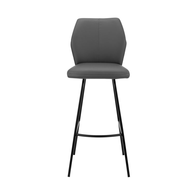 Tandy Gray Faux Leather and Black Metal 26" Counter Stool
