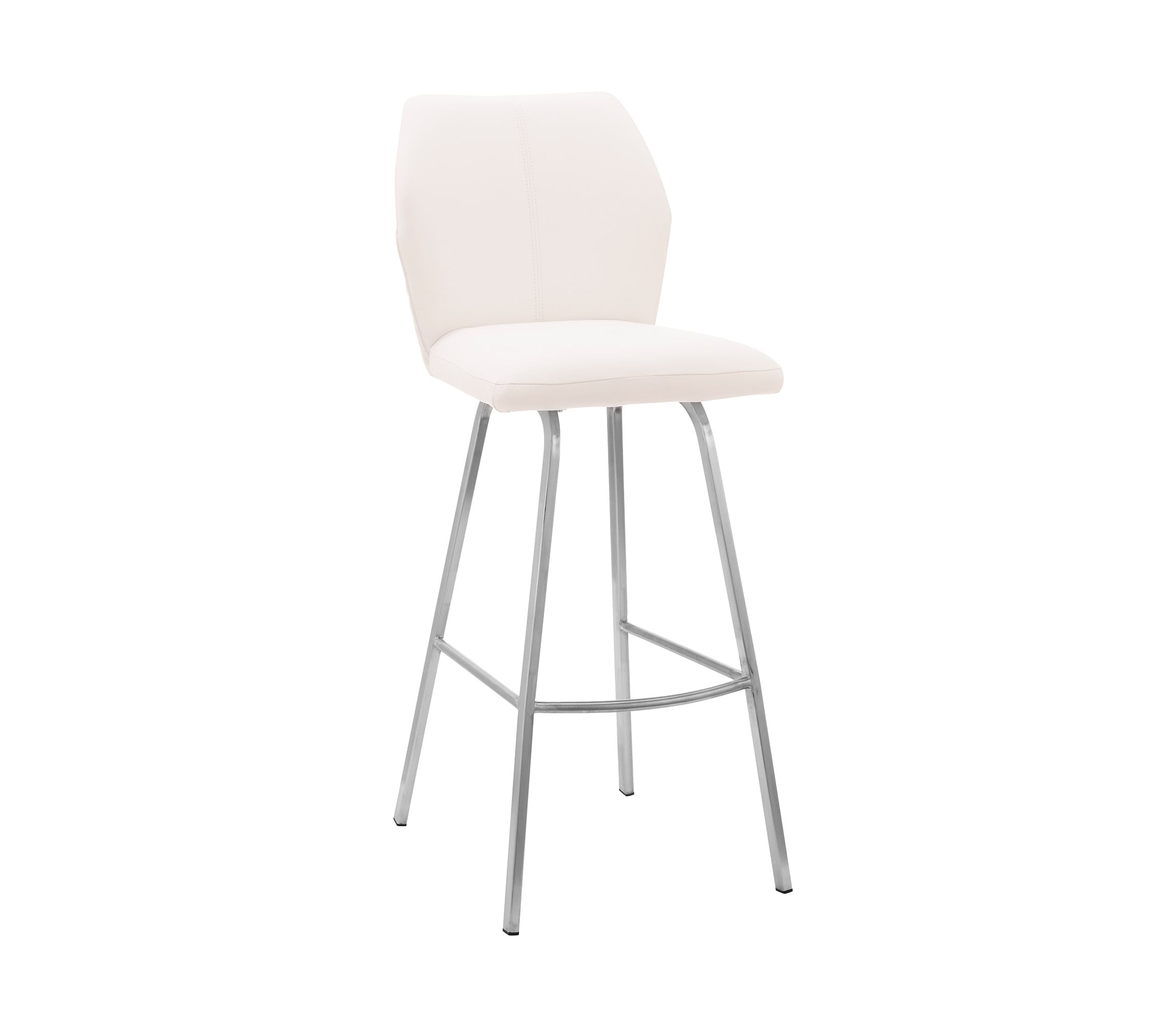 Tandy White Faux Leather and Brushed Stainless Steel 26" Counter Stool