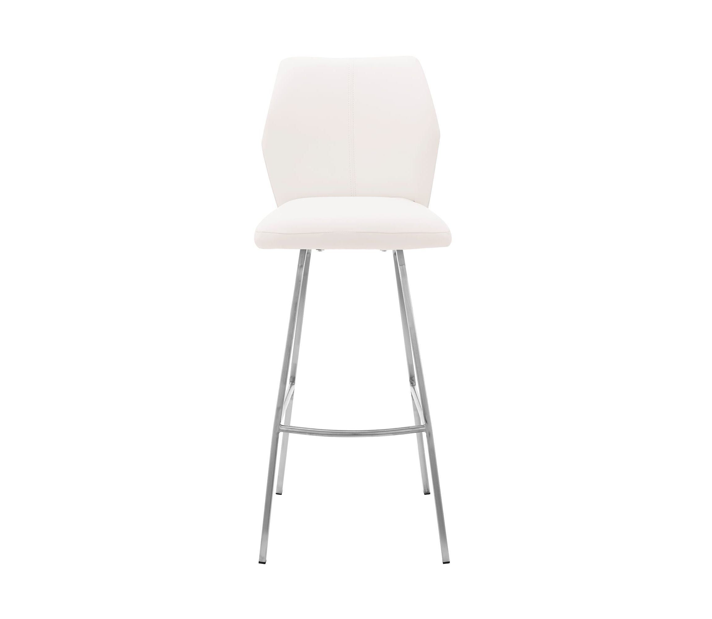 Tandy White Faux Leather and Brushed Stainless Steel 26" Counter Stool