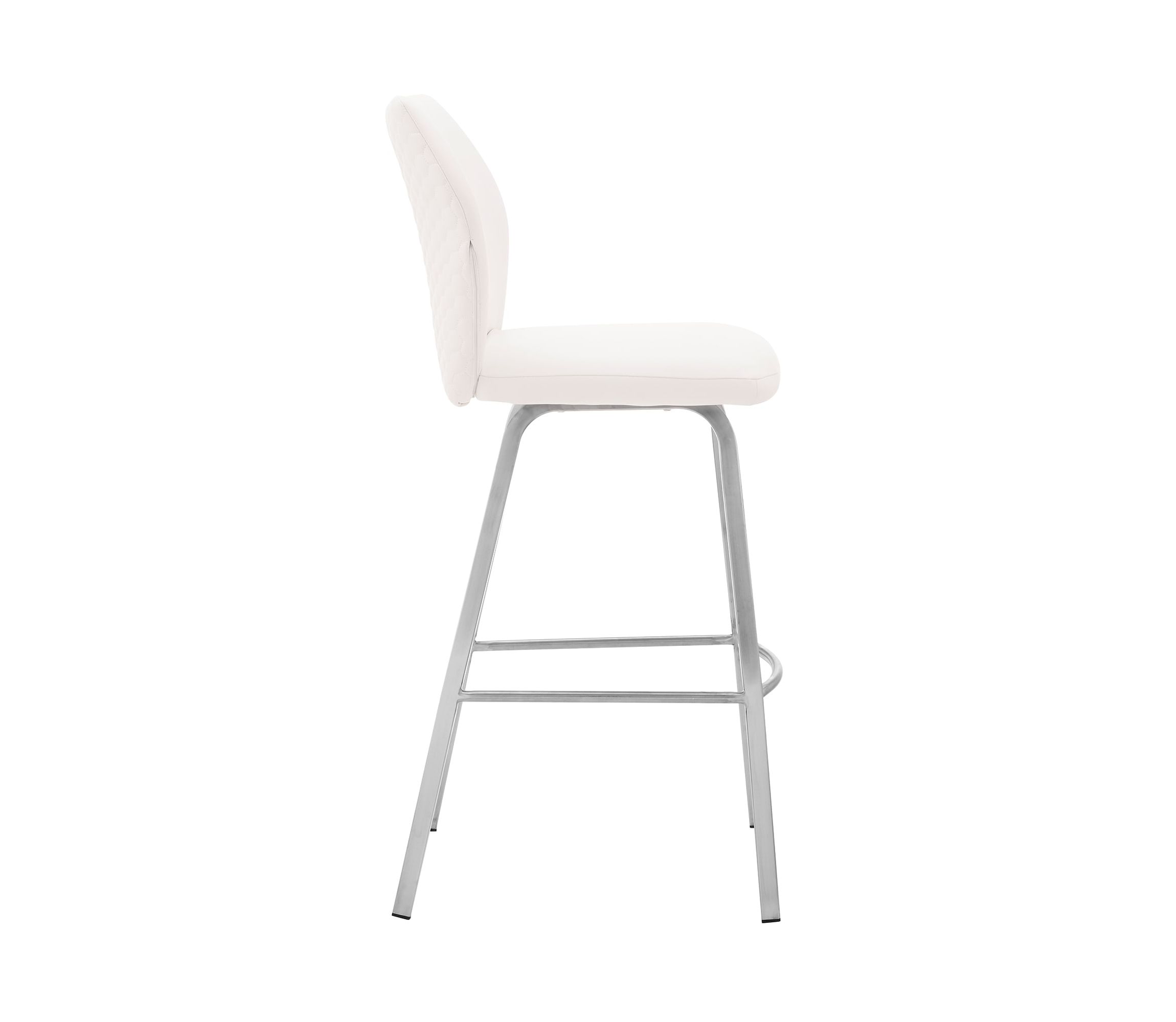 Tandy White Faux Leather and Brushed Stainless Steel 26" Counter Stool