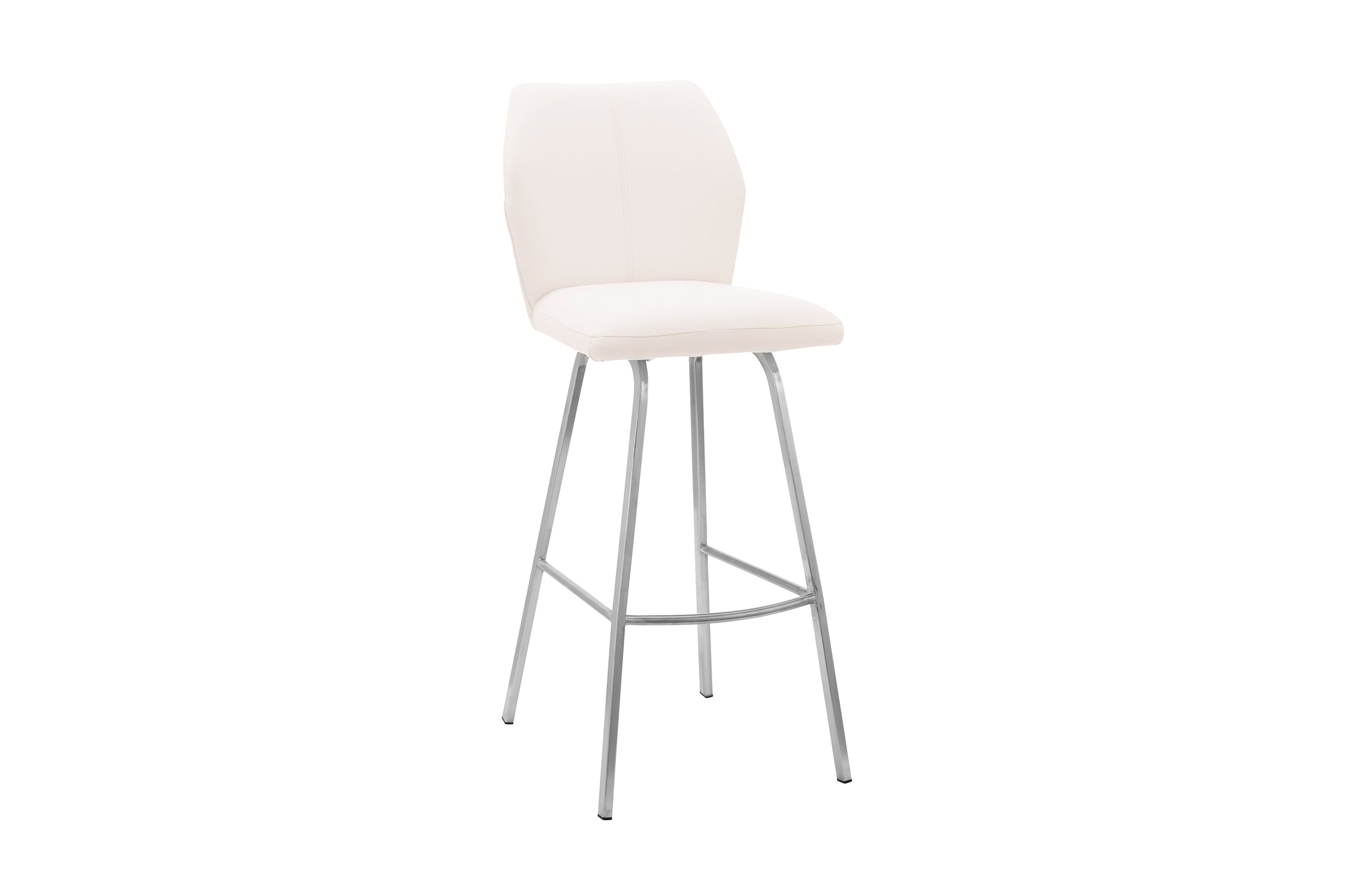 Tandy White Faux Leather and Brushed Stainless Steel 30" Bar Stool