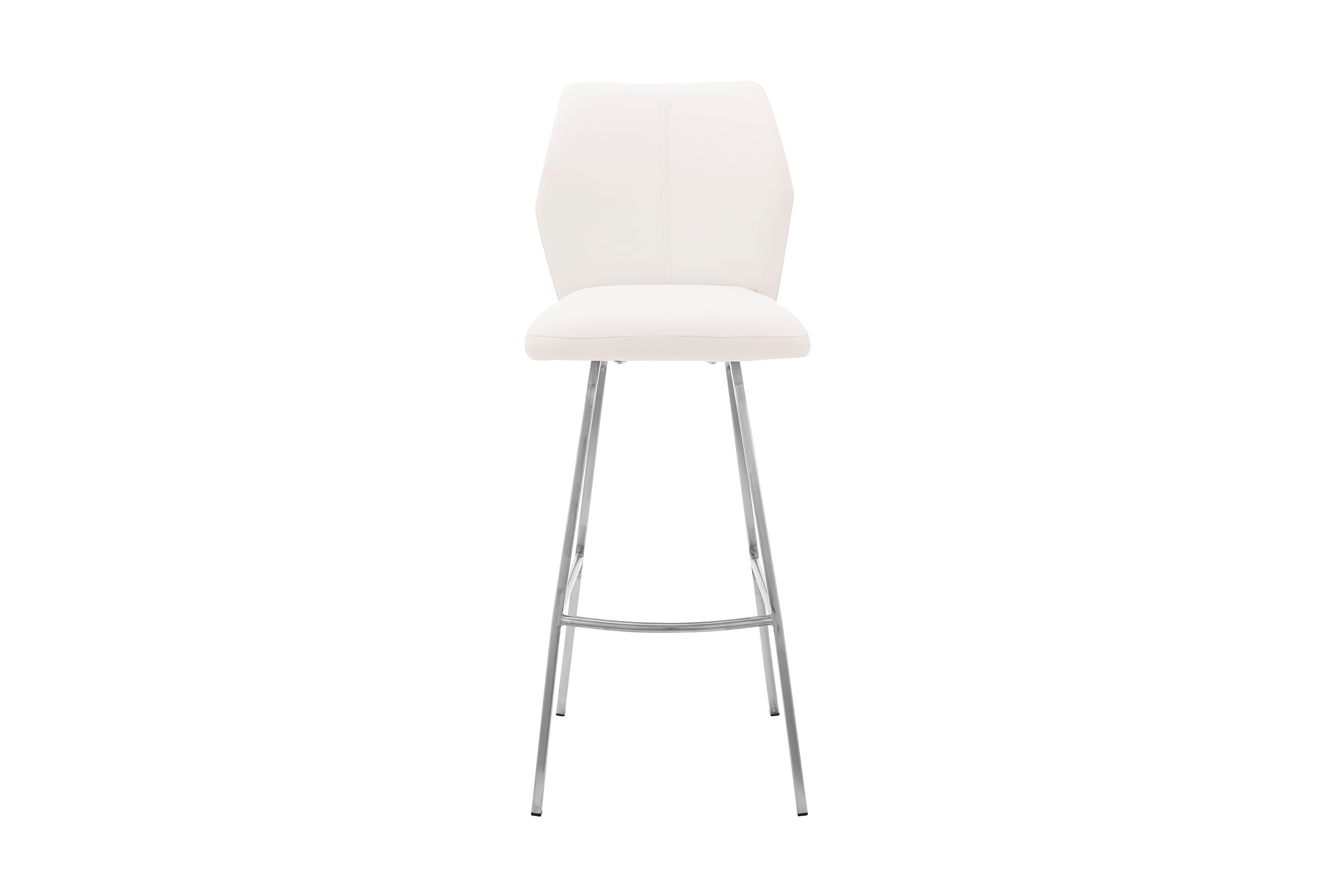 Tandy White Faux Leather and Brushed Stainless Steel 30" Bar Stool