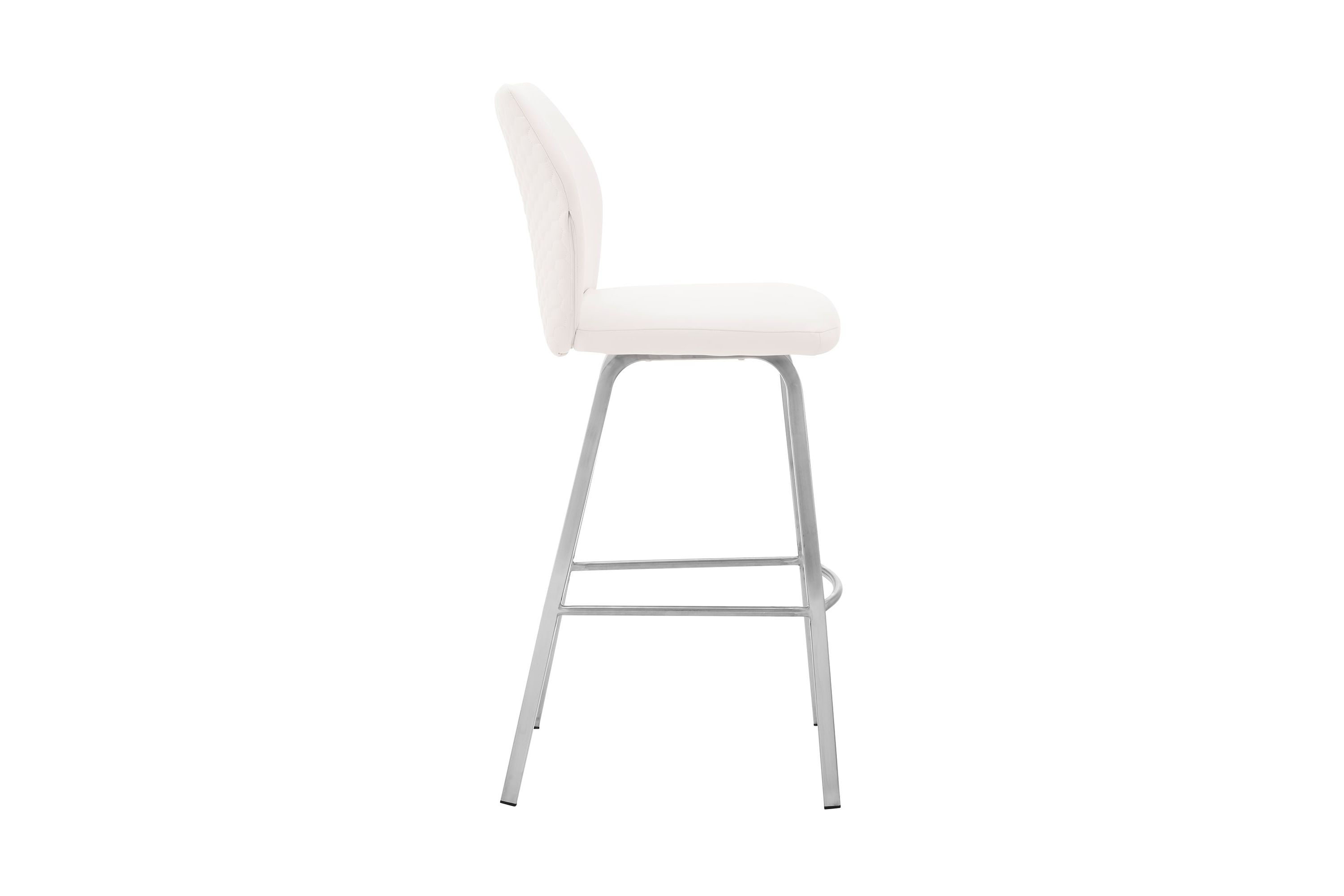 Tandy White Faux Leather and Brushed Stainless Steel 30" Bar Stool
