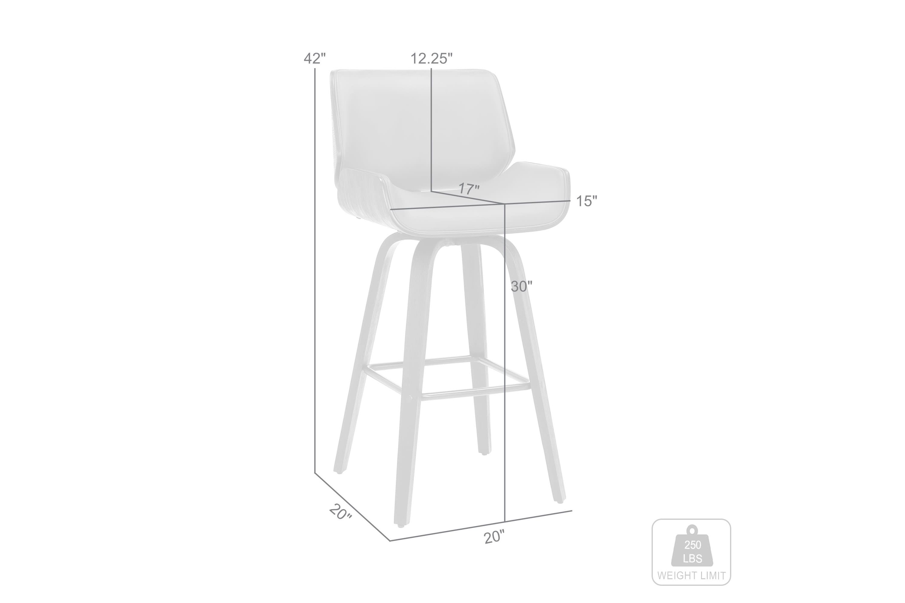 Tyler 30" Bar Height Swivel Cream Faux Leather and Walnut Wood Bar Stool