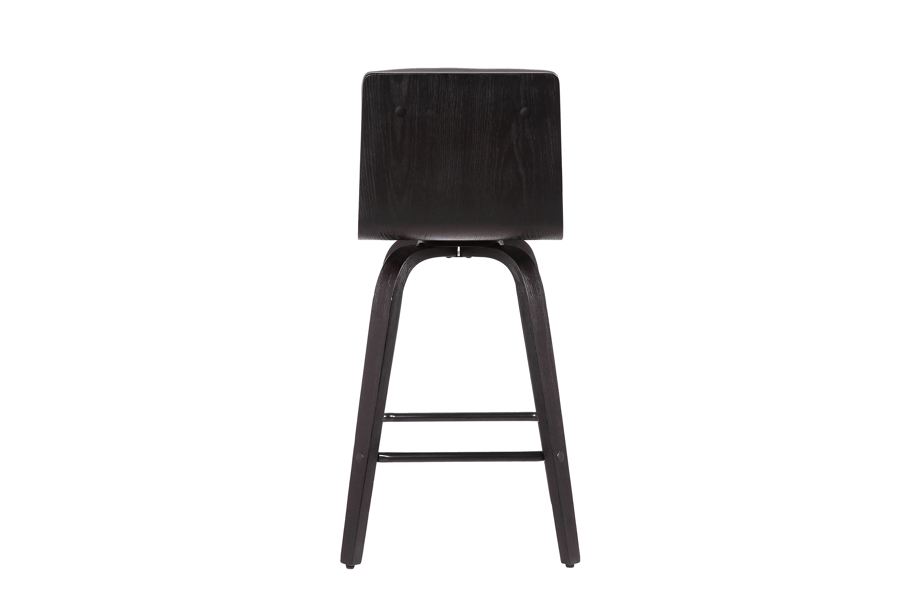 Vienna 30" Bar Height Swivel Grey Faux Leather and Black Wood Bar Stool