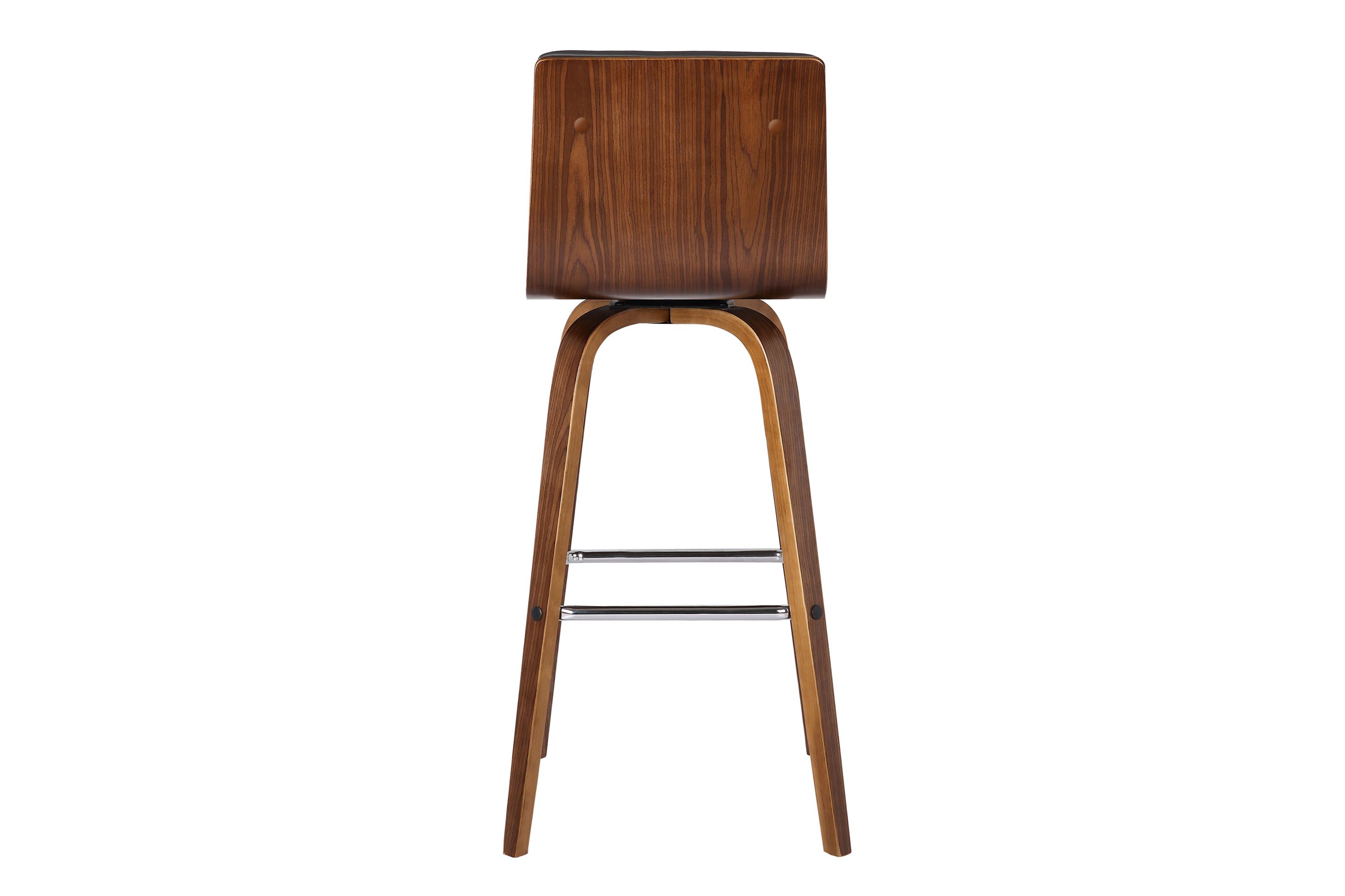 Vienna 26" Counter Height Swivel Grey Faux Leather and Walnut Wood Bar Stool