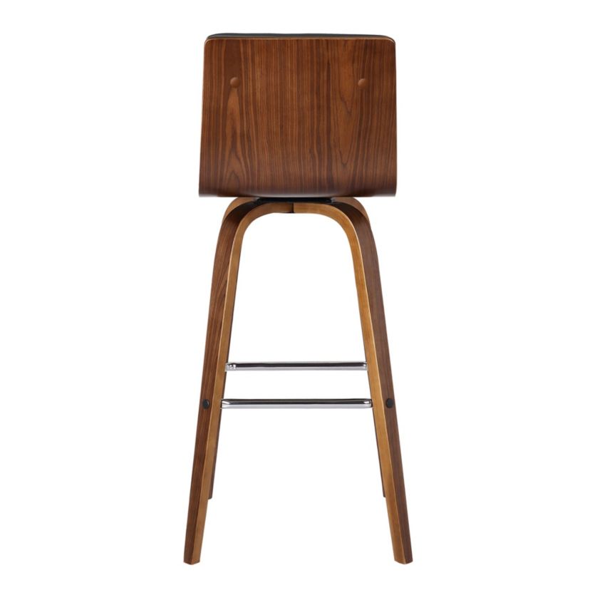 Vienna 26" Counter Height Swivel Grey Faux Leather and Walnut Wood Bar Stool