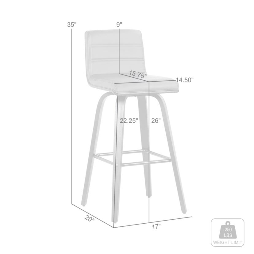 Vienna 26" Counter Height Swivel Grey Faux Leather and Walnut Wood Bar Stool