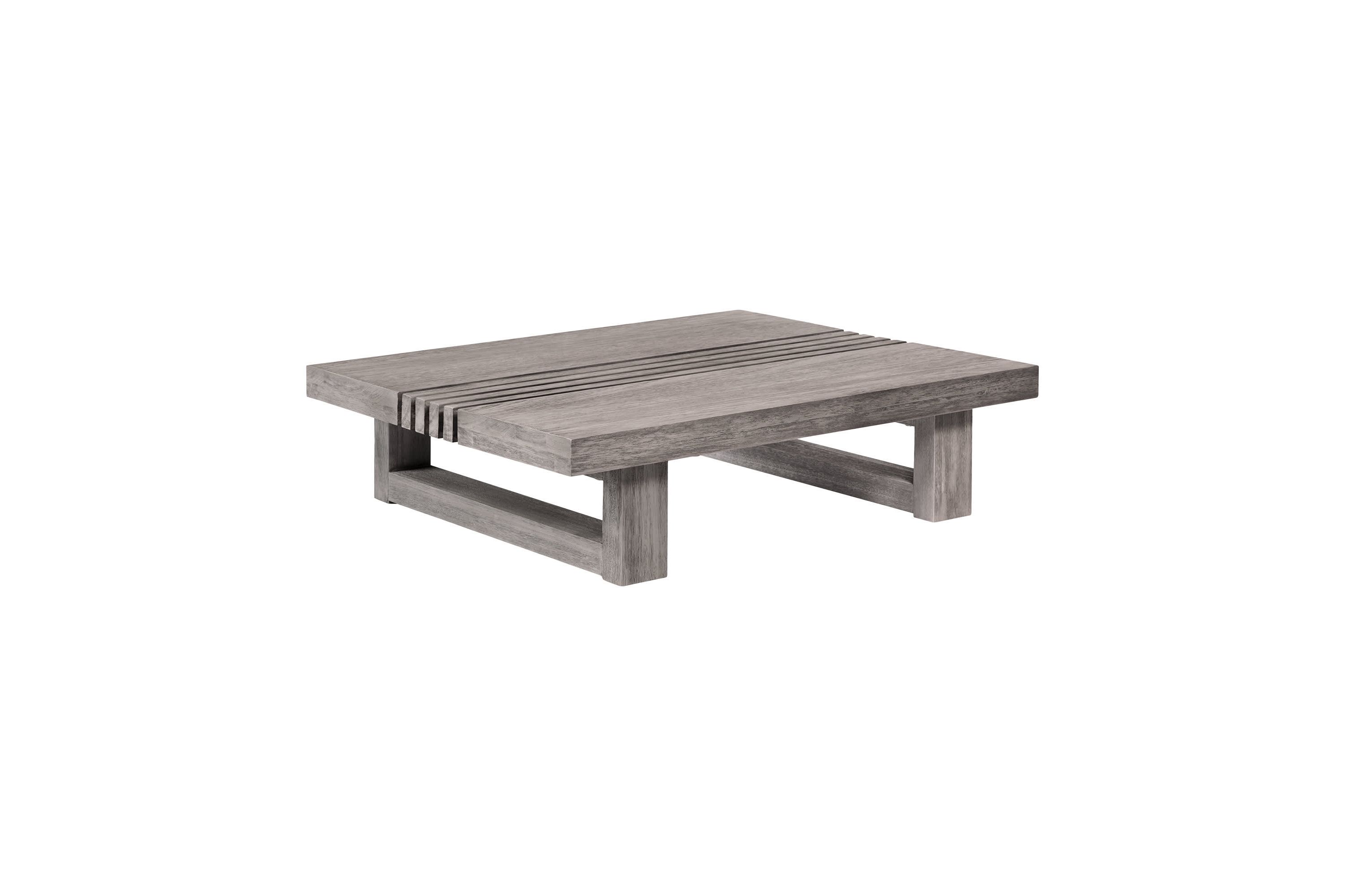 Vivid Outdoor Patio Coffee Table in Gray Eucalyptus Wood