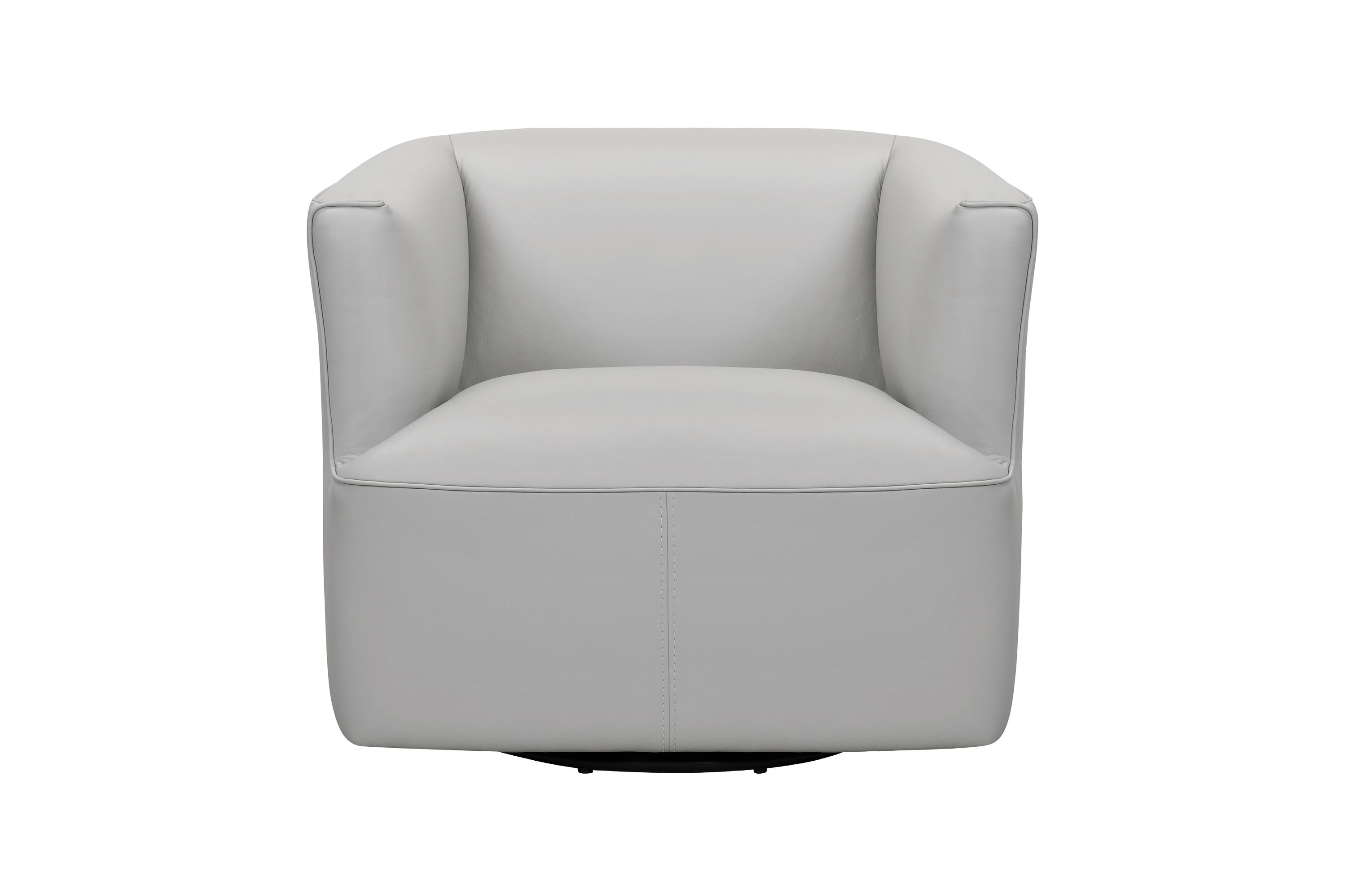 Whitney Swivel Dove Gray Genuine Leather Barrel Chair