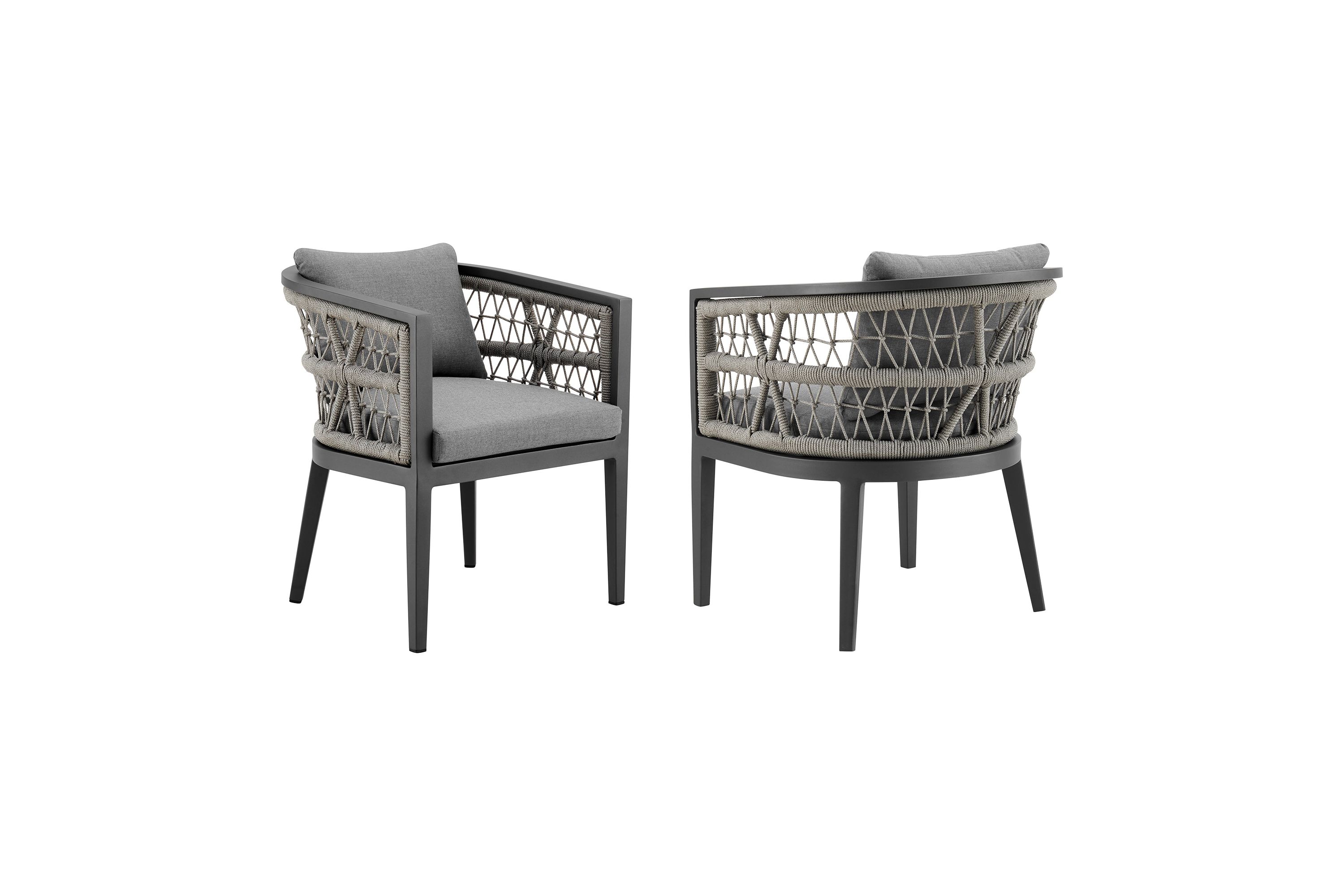 Zella Outdoor Patio Dining Chair  Earl Gray Cushions - Set of 2