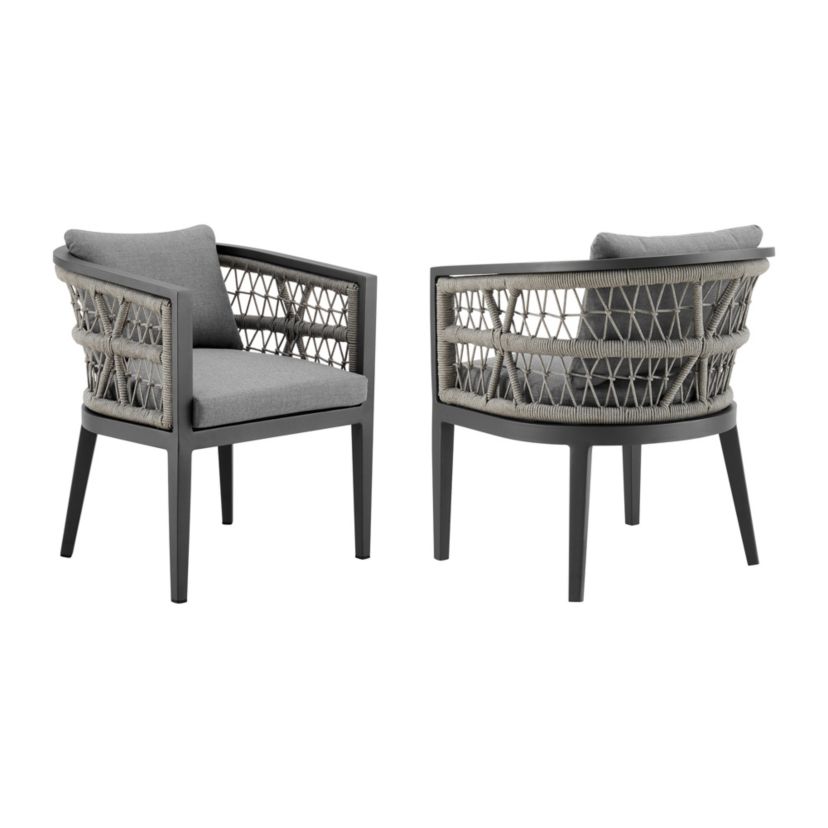 Zella Outdoor Patio Dining Chair  Earl Gray Cushions - Set of 2