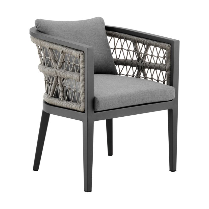 Zella Outdoor Patio Dining Chair  Earl Gray Cushions - Set of 2