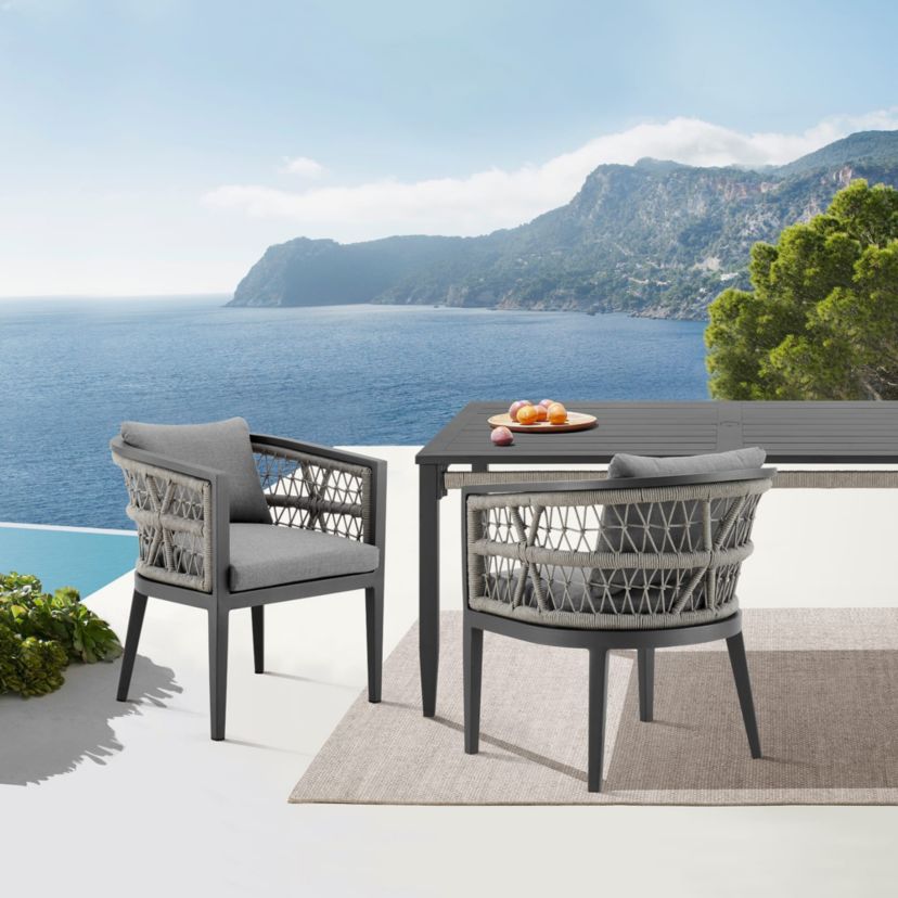 Zella Outdoor Patio Dining Chair  Earl Gray Cushions - Set of 2