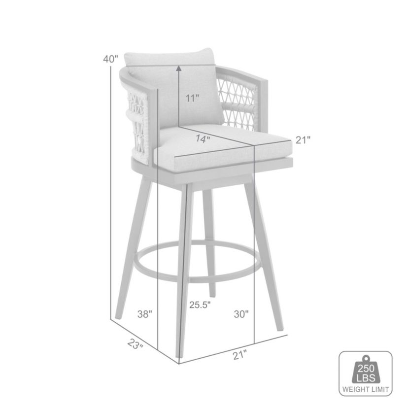 Zella Outdoor Patio Swivel Bar Stool  Earl Gray Cushions