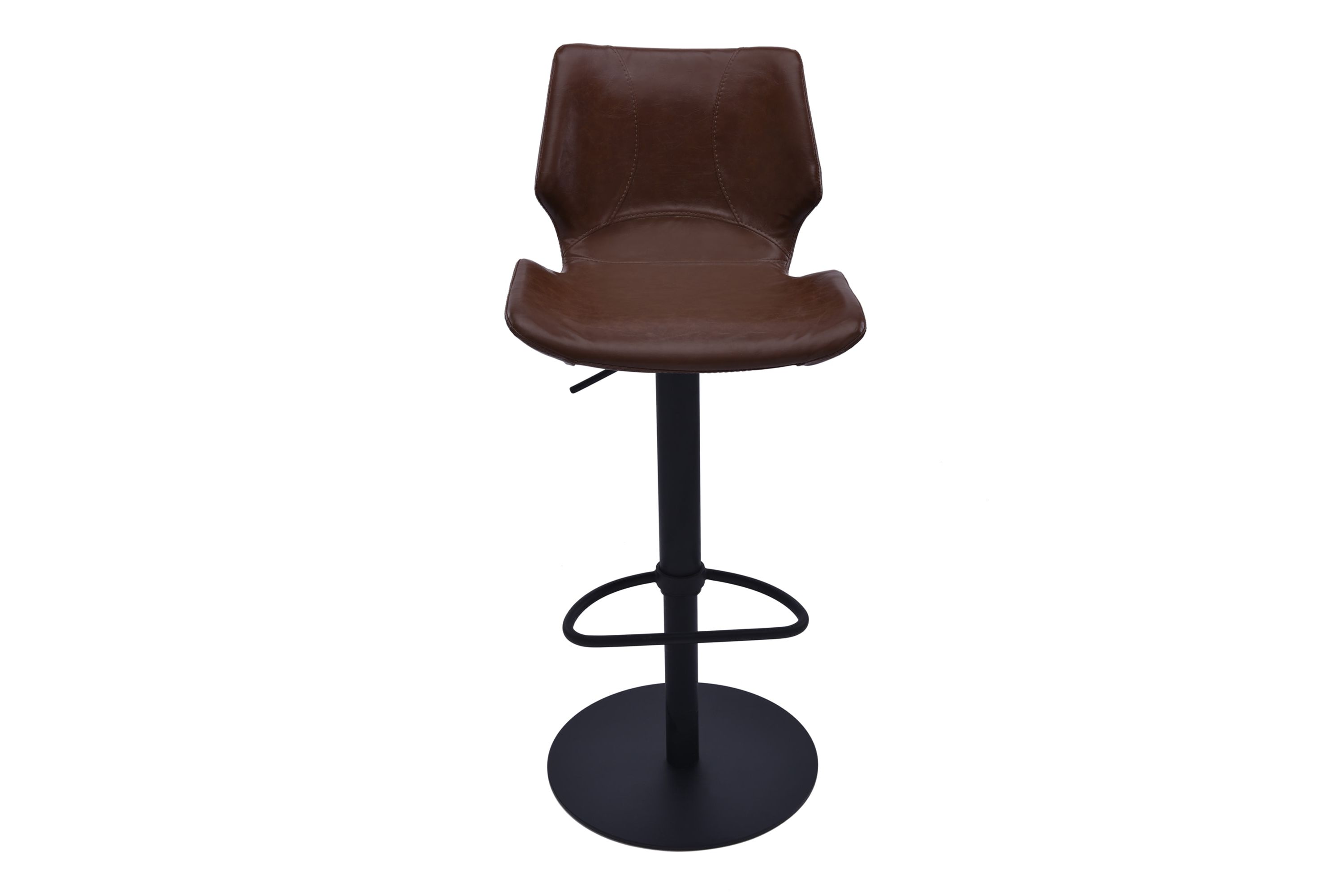 Zuma Adjustable Swivel Metal Barstool in Vintage Coffee Faux Leather and Black Metal Finish