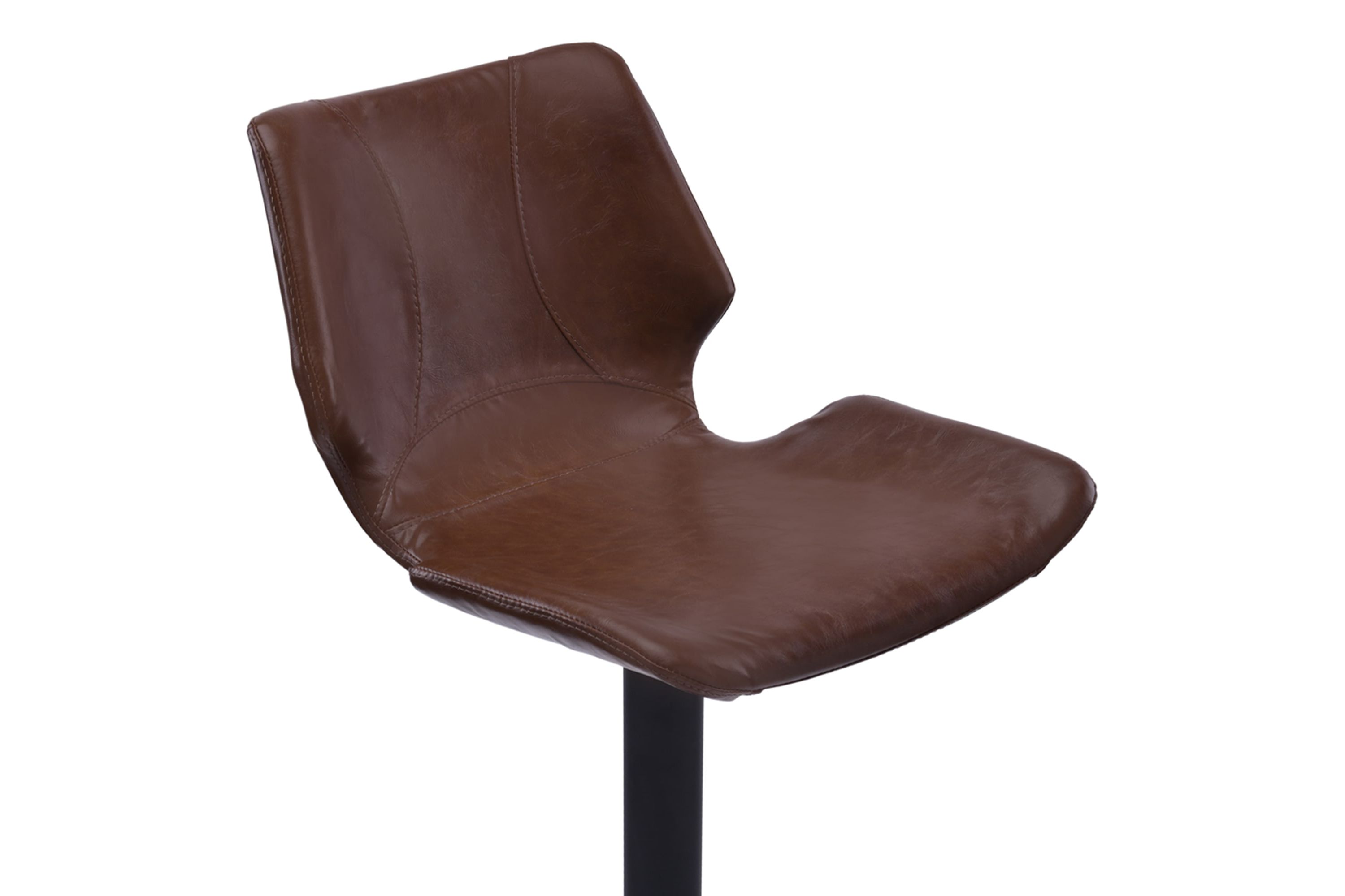 Zuma Adjustable Swivel Metal Barstool in Vintage Coffee Faux Leather and Black Metal Finish