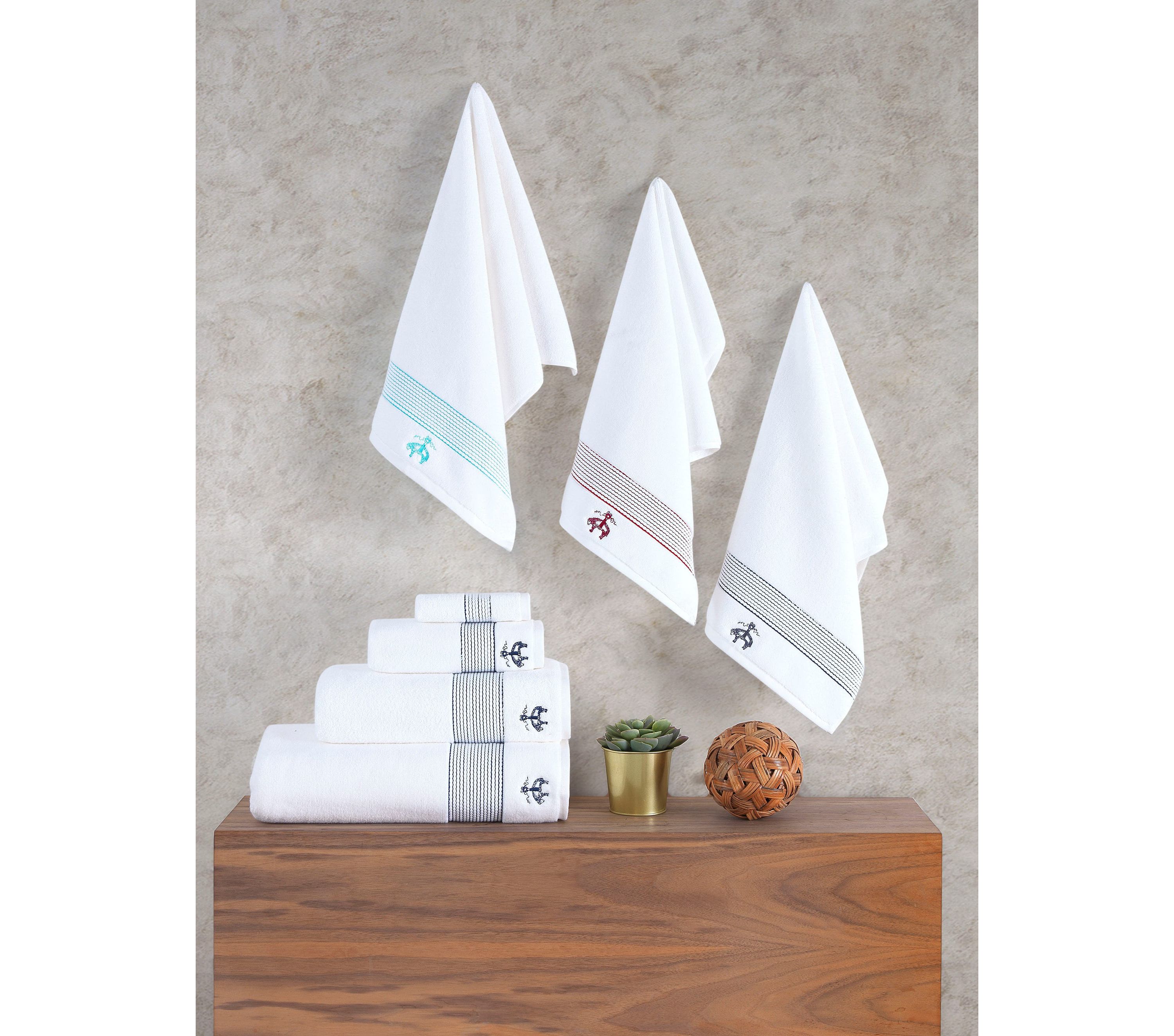 Rope Stripe Border 2 pcs Bath Towels