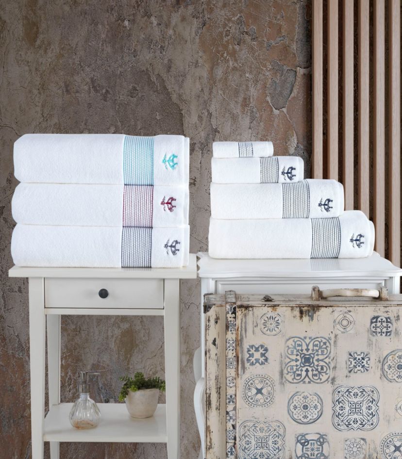 Rope Stripe Border 2 pcs Bath Towels