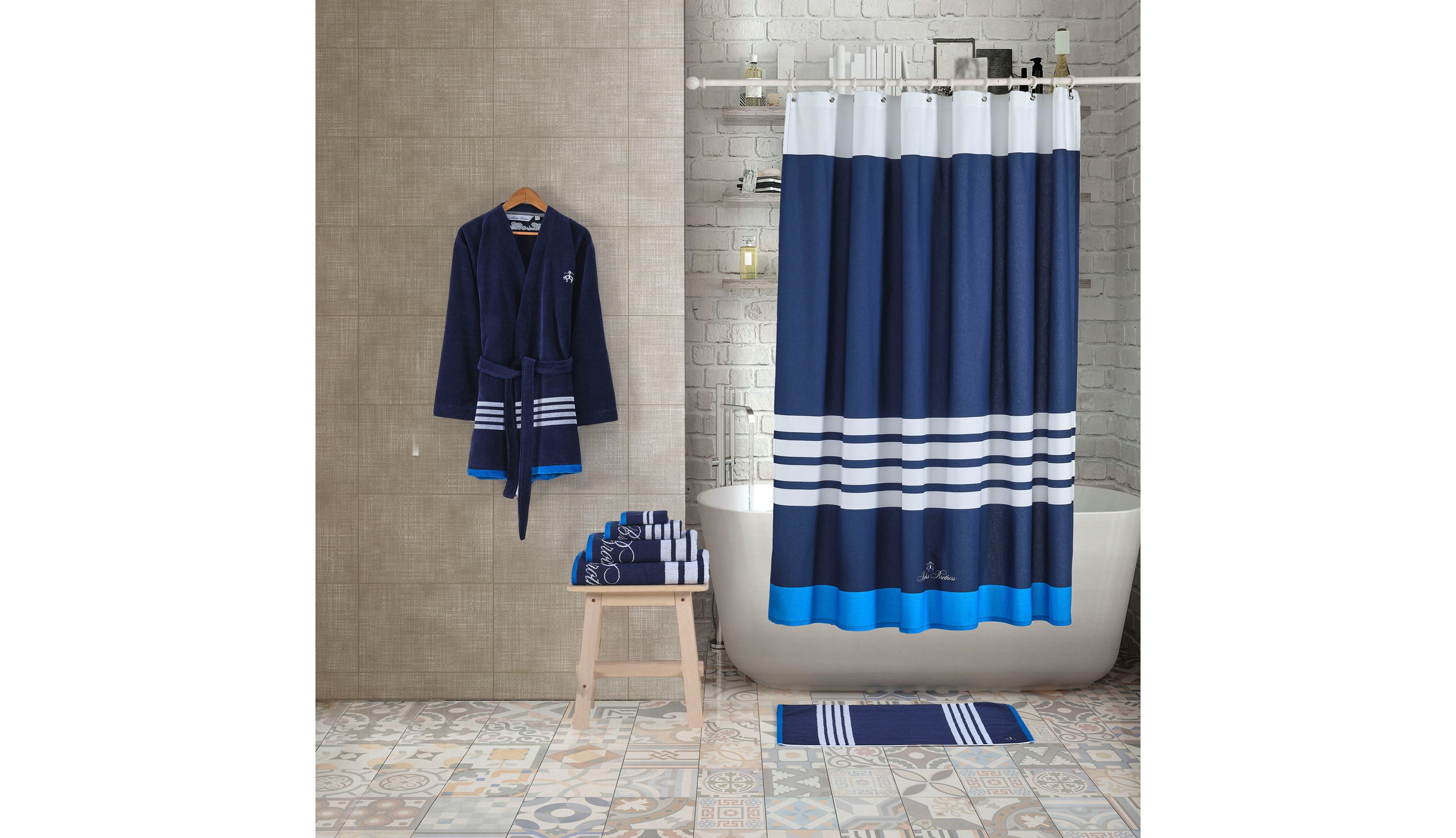 Nautical Blanket Stripe Shower Curtain