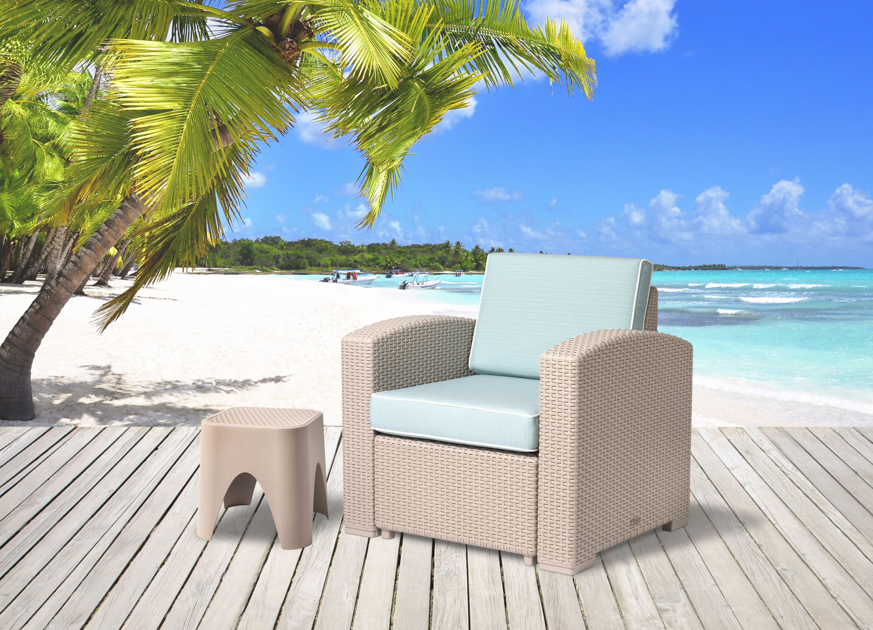 Magnolia Resin Club Chair with Cushions