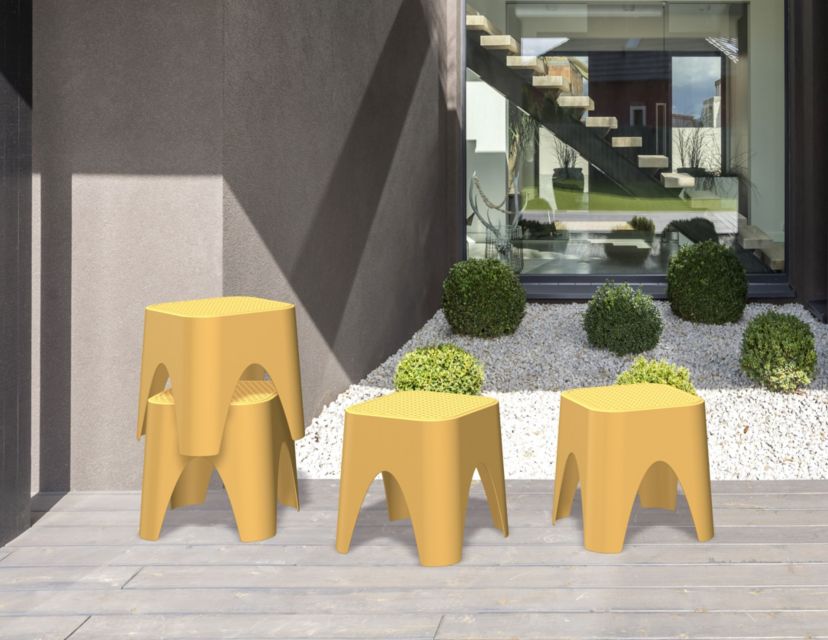 Mallorca Resin Stackable Rattan Top Side Table, Set of 2