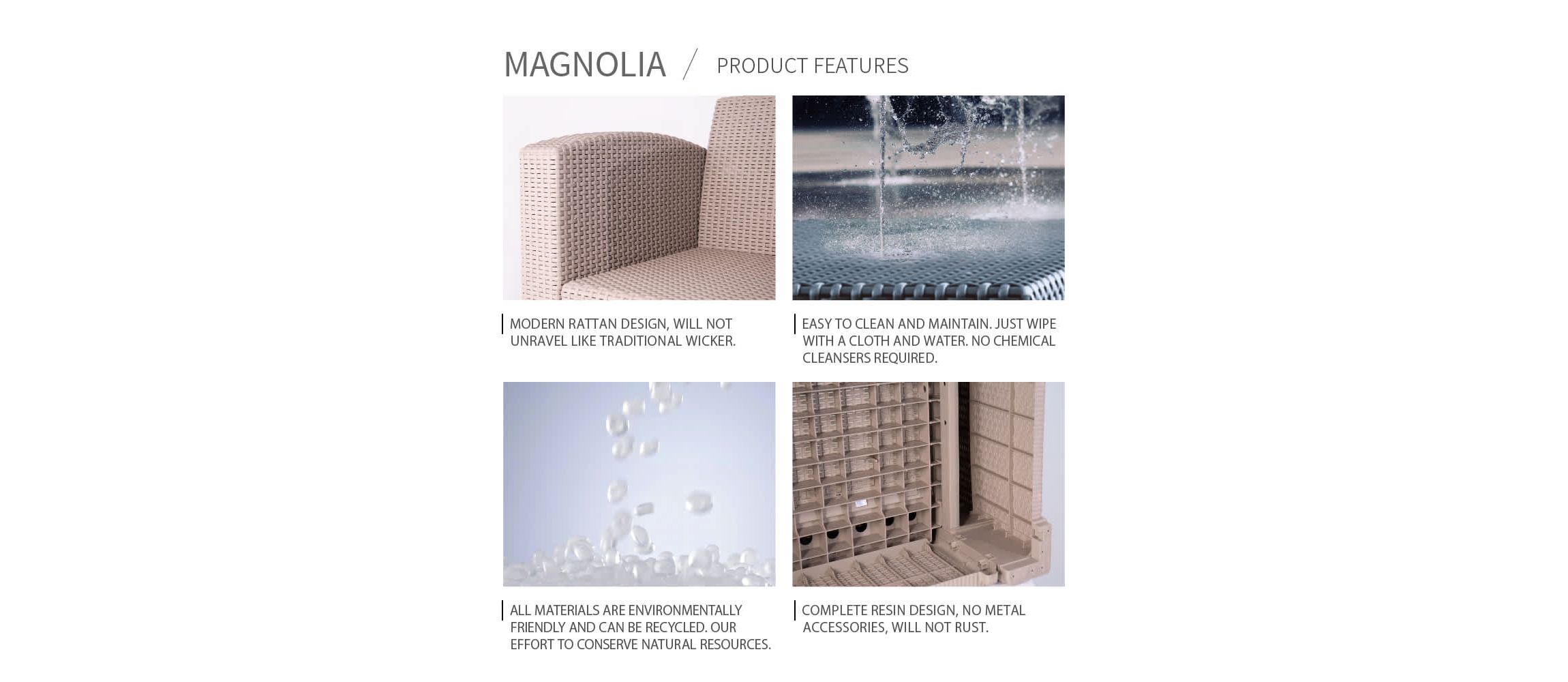 Magnolia Resin Sofa with Cushions
