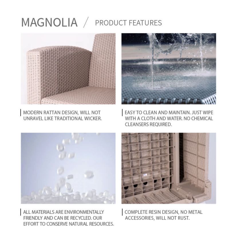 Magnolia Resin Sofa with Cushions