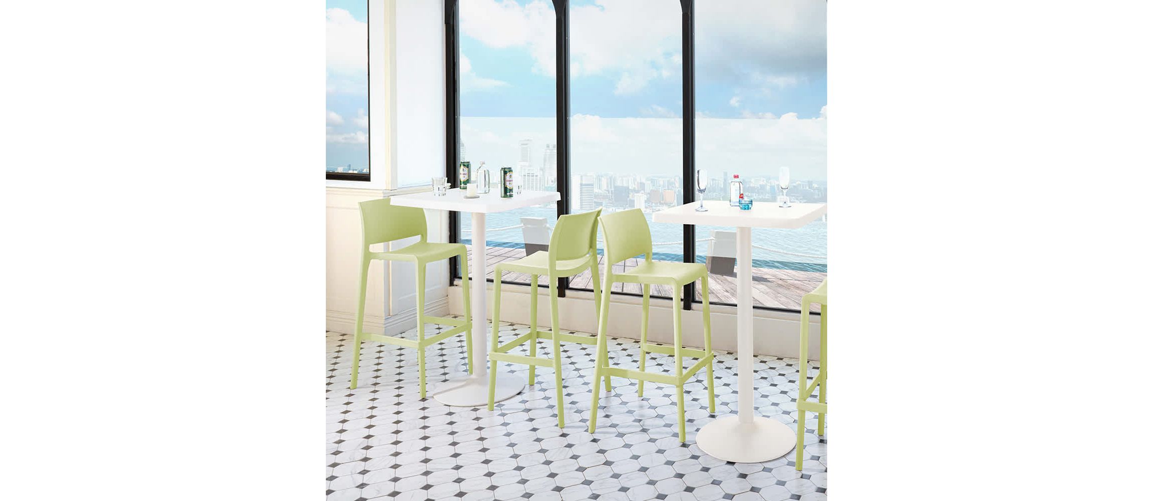 Sensilla Resin Stackable Bar Stool Set of 2