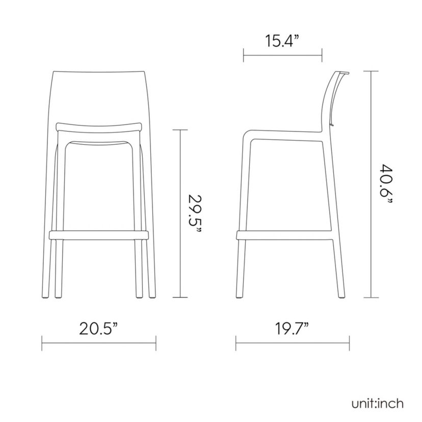 Sensilla Resin Stackable Bar Stool Set of 2