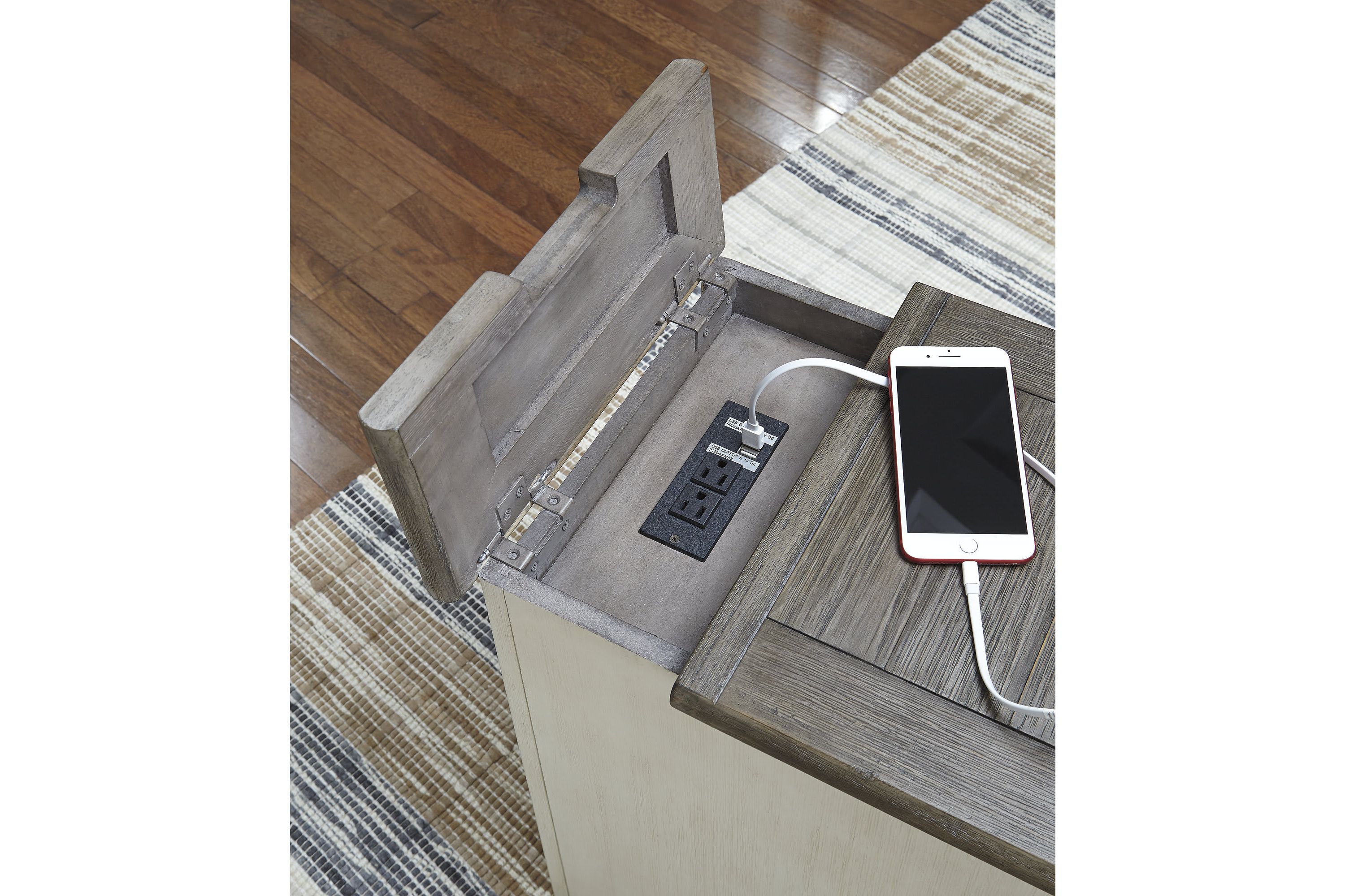 Tyler Creek Chairside End Table with USB Ports and Outlets