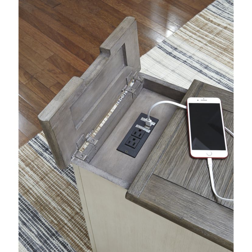 Tyler Creek Chairside End Table with USB Ports and Outlets
