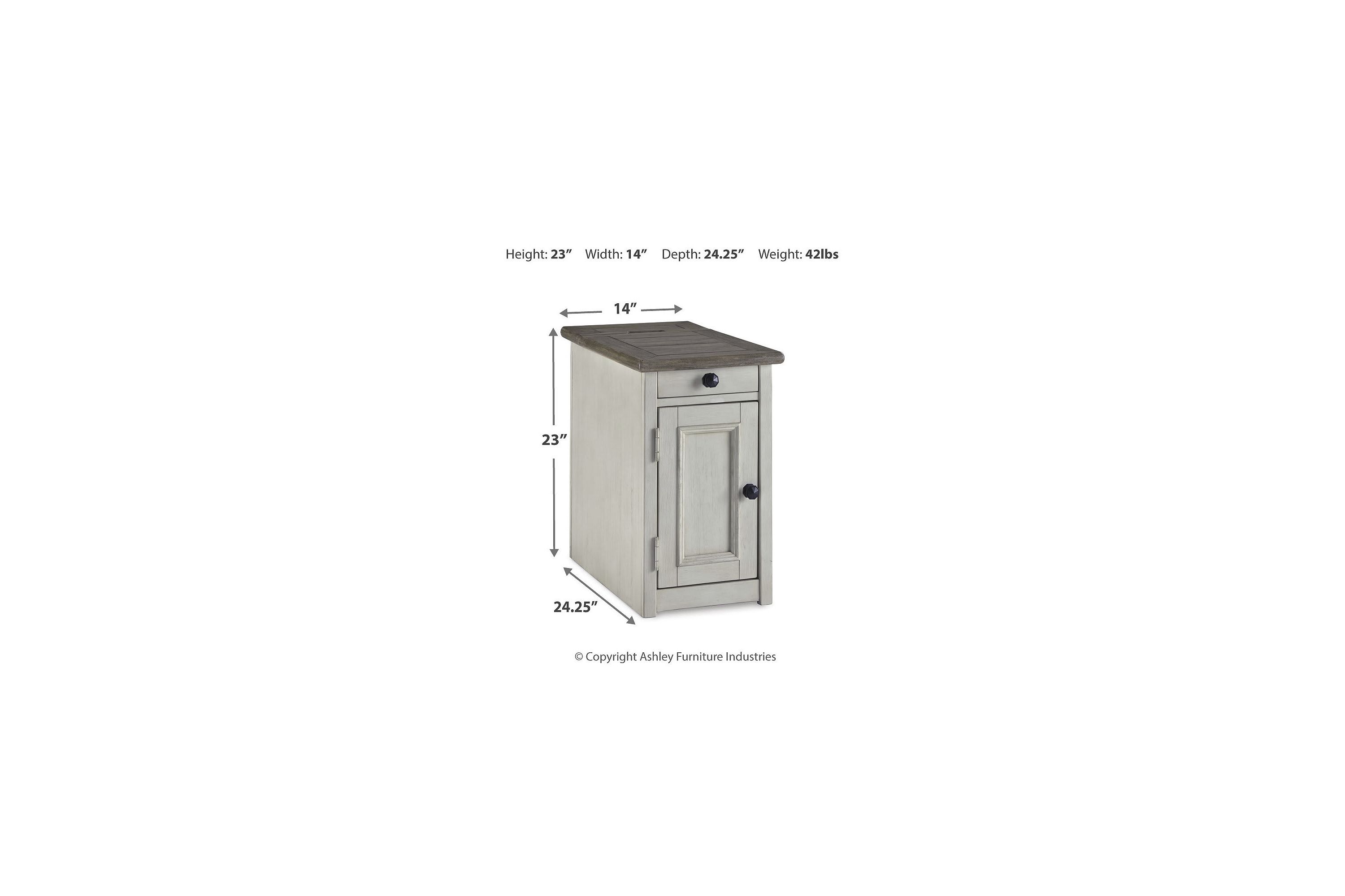 Tyler Creek Chairside End Table with USB Ports and Outlets