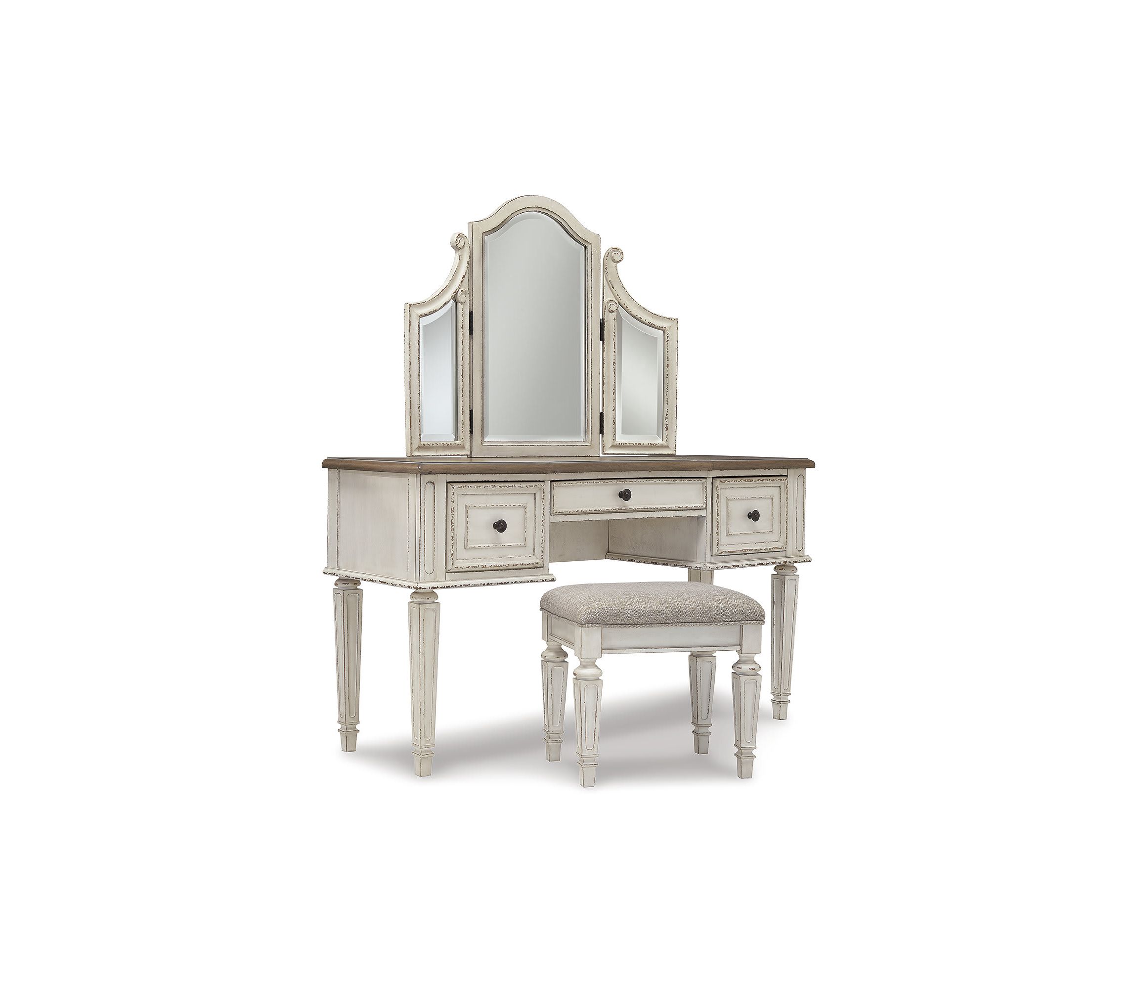 Realyn Vanity and Mirror with Stool