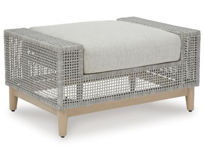 Signature Design by Ashley Seton Creek Outdoor Ottoman with Cushion, Gray