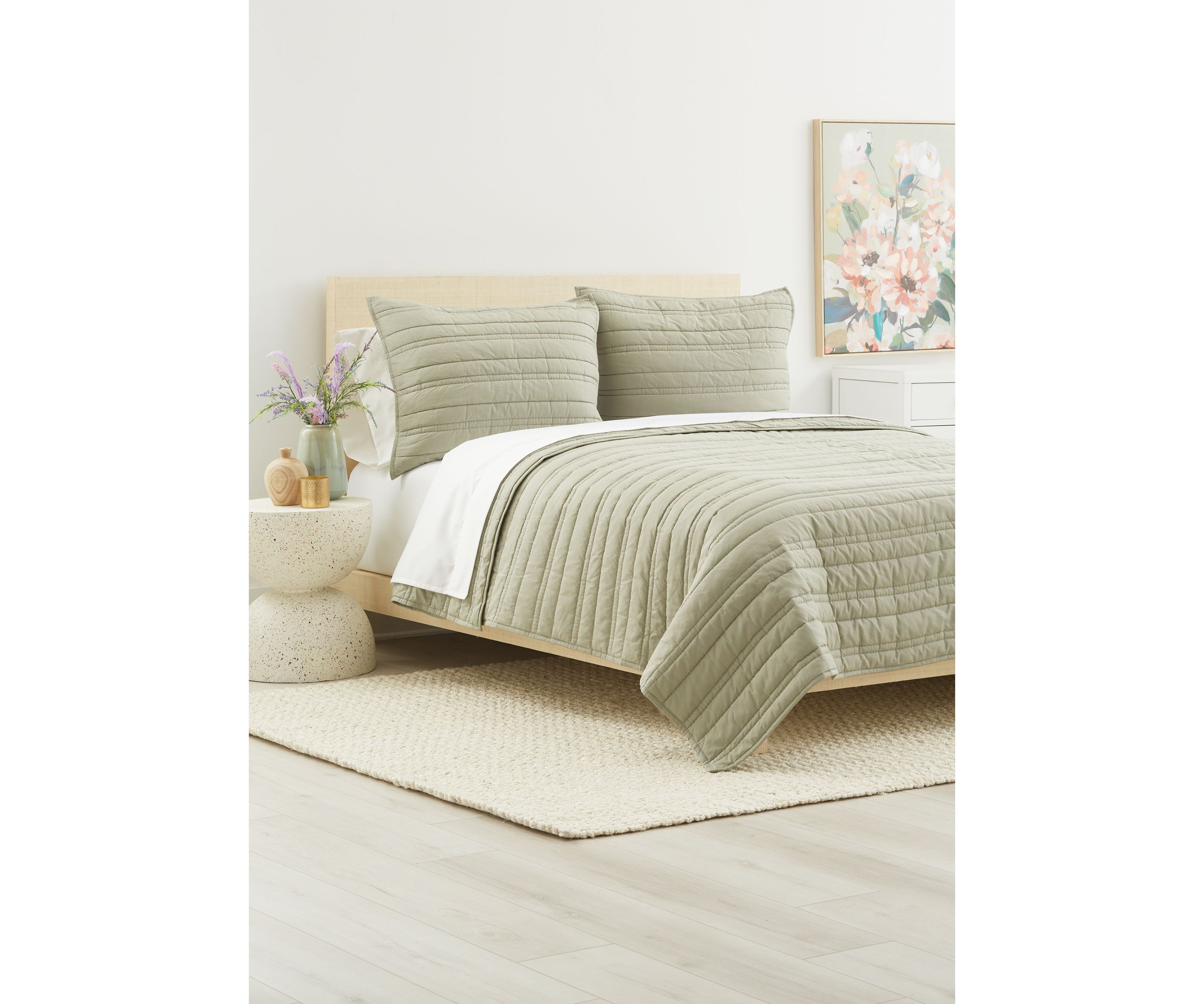 Solid Seagrass Quilt Set
