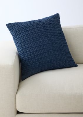 Southern Tide High Low Textured Pillow, Navy Blue, 20 x 20