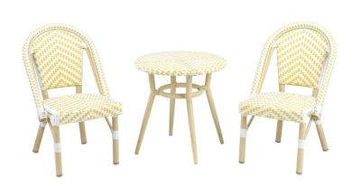 Furniture of America Railin 3-piece Kids Outdoor Chairs and Table Set, Yellow