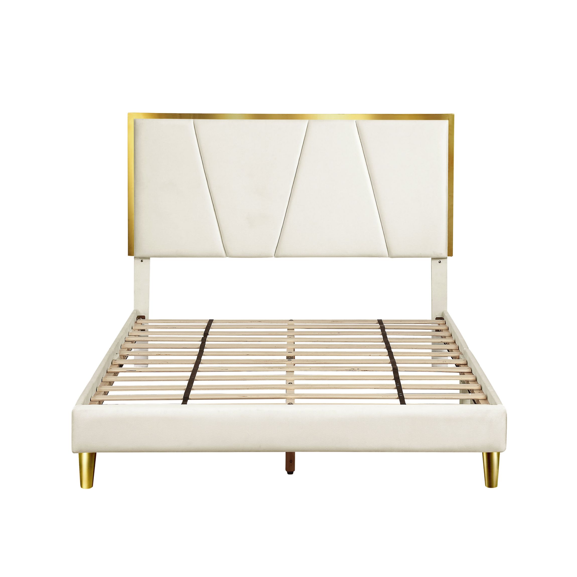 Yeni Upholstered Bed with Gold Accents